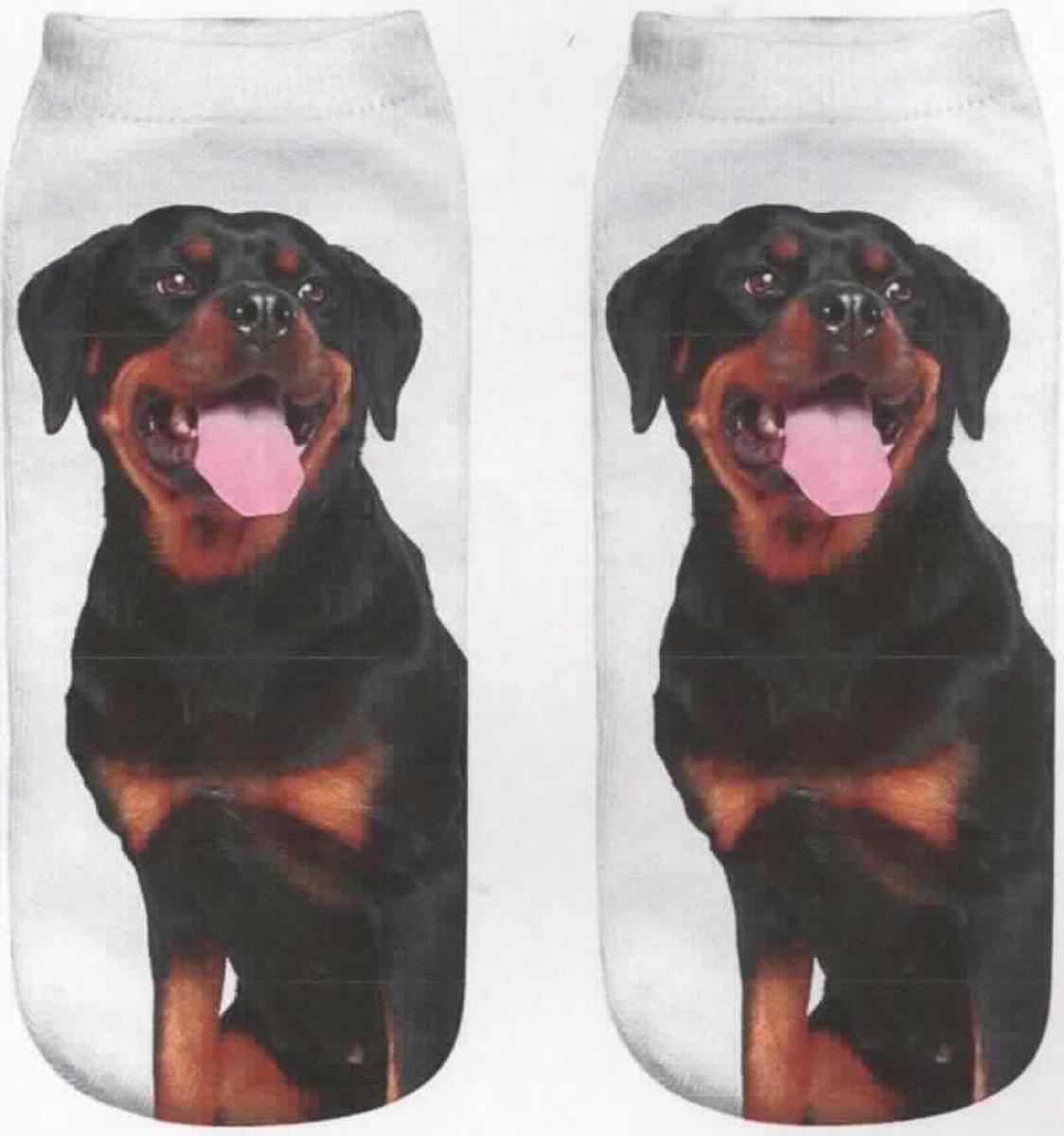 Socken, sog. Sneaker-Socken, bedruckt, in Erwachsenengröße, Foto siehe Anlage,
- aus ca. 0,7 mm dicken Gewirken aus laut Antrag 100 % Polyester (synthetische Chemiefasern); auf der Oberseite 
  bedruckt,
- schlauchförmig abgepasst gewirkt und an den Fußspitzen durch Zusammennähen konfektioniert; mit ausge-
  arbeiteter Ferse, 
- am oberen Rand mit einem ca. 1,5 cm breiten, elastischen Abschluss versehen,
- die Knöchel bedeckend, nicht über die Waden reichend.

"Socken, aus Gewirken, aus synthetischen Chemiefasern"