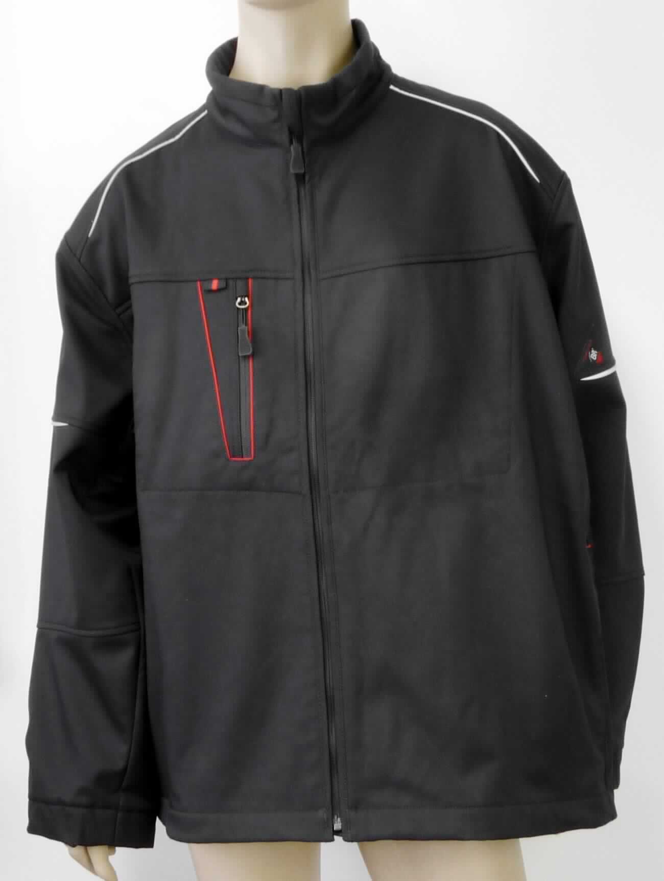 Blouson, sog. Winter-Softshelljacke, Art. 1869-572/32, Größe 4XL, Foto siehe Anlage,
- aus ca. 1,1 mm dicken, dreilagigen Flächenerzeugnissen der Position 5903 mit einer Außenlage aus einfarbigen
  Geweben, einer Zwischenlage aus einer Folie aus Kunststoff (laut Antrag: Polyurethan) und einer Innenlage aus
  einfarbigen, einseitig gerauten Gewirken; beide Flächenerzeugnisse aus laut Antrag 100 % Polyester
  (synthetische Chemiefasern),
- über den Schritt reichend (Rückenlänge: ca. 81 cm), 
- mit einem Stehkragen,
- vorn mit einer durchgehenden Öffnung mit einem bis in die Kragenspitzen reichenden Reißverschluss, am 
  Kragenrand mit einer kurzen Überlappung von links über rechts (Männerkleidung),
- mit langen Ärmeln, die über den unteren Rand des Kleidungsstücks hinausreichen; an den Ärmelenden mit 
  eingenähten, verengenden Bündchen,
- vorn mit einer eingesetzten Tasche im Brustbereich und mit zwei eingesetzten Taschen unterhalb der Taille, alle
  mit Reißverschluss,
- am unteren Rand mit einem Tunnelzug zu verengen,
- erfüllt die Merkmale zur Einreihung als Blouson, somit keine Jacke,
- die Gewebe der Außenlage verleihen dem Flächenerzeugnis insbesondere im Hinblick auf das äußere 
  Erscheinungsbild seinen wesentlichen Charakter.

"Kleidung (Blouson), aus Erzeugnissen der Position 5903, aus Geweben, für Männer"