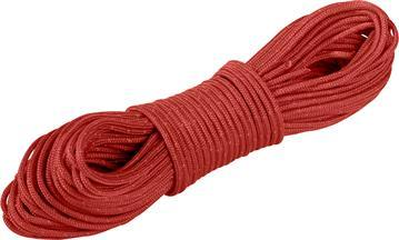 Bindfaden, sog. Polyester Guy Line, Foto siehe Anlage,
- in einem bedruckten Pappkarton verpackt,
- als Meterware, laut Antrag mit einem Durchmesser von 3 mm und einer Länge von 15 m,
- aus einem Rundgeflecht mit enger Flechtweise und festem Gefüge, mit einer Seele aus drei weiteren
  Rundgeflechten,
- aus synthetischen Chemiefasern (laut Antrag Polyester),
- mit einem Titer von ca. 55.200 dtex, somit keine Ware der Unterposition 5607 5030,
- an beiden Enden heiß geschnitten (lediglich in einfacher Weise gegen das Ausriefeln gesichert,
  somit nicht konfektioniert).

"Bindfaden, geflochten, aus synthetischen Chemiefasern, aus Polyester, mit einem Titer von mehr als
 50.000 dtex"