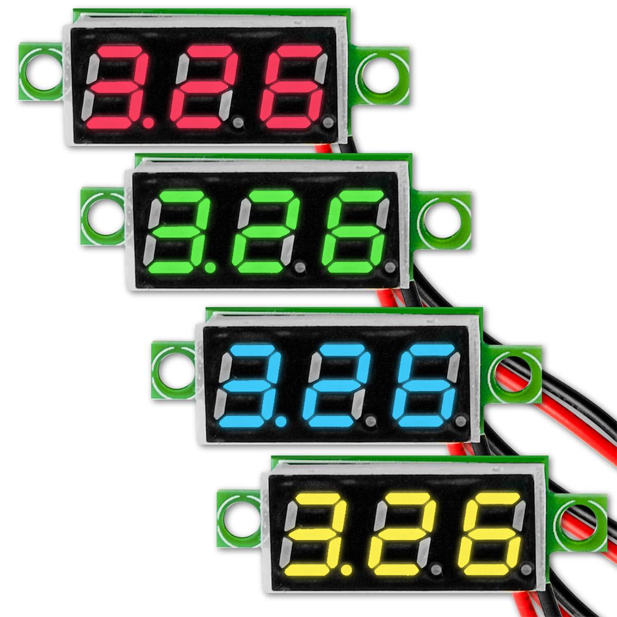 Sog. Mini-Digital-Voltmeter in vier Ausführungen, im Wesentlichen bestehend aus einer dreistelligen Siebensegmentanzeige, einem Voltmeter sowie weiteren elektrischen und elektronischen Bauelementen auf einer gedruckten Schaltung in einem quaderförmigen Gehäuse mit seitlichen Halterungen. Weiterhin ist die Ware (31 x 14 x 10 mm, 4 g) auf der Rückseite mit einem Potentiometer zur Kalibrierung sowie mit einem ca. 20 cm langen, fest verlöteten Kabel ausgestattet (zur äußeren Form: siehe Abbildung in der Anlage).
Die aus LEDs (rot, blau, grün, gelb) bestehende Anzeige zeigt die gemessene Spannung im jeweiligen Messbereich (2,5 / 2,6 / 3,0 - 30 V) mit einer Messgenauigkeit von ± 5 % an.
Die Ware ist zum Messen und Anzeigen von Spannung bestimmt und wird u. a. zum Testen von Batterien und Akkus eingesetzt.
Die Ware wird als "Gerät zum Messen oder Prüfen elektrischer Größen (Spannung), ausgenommen Zähler der Position 9028, anderes als von den Unterpositionen (KN) 9030 1000 bis 9030 3320 erfasst" eingereiht.