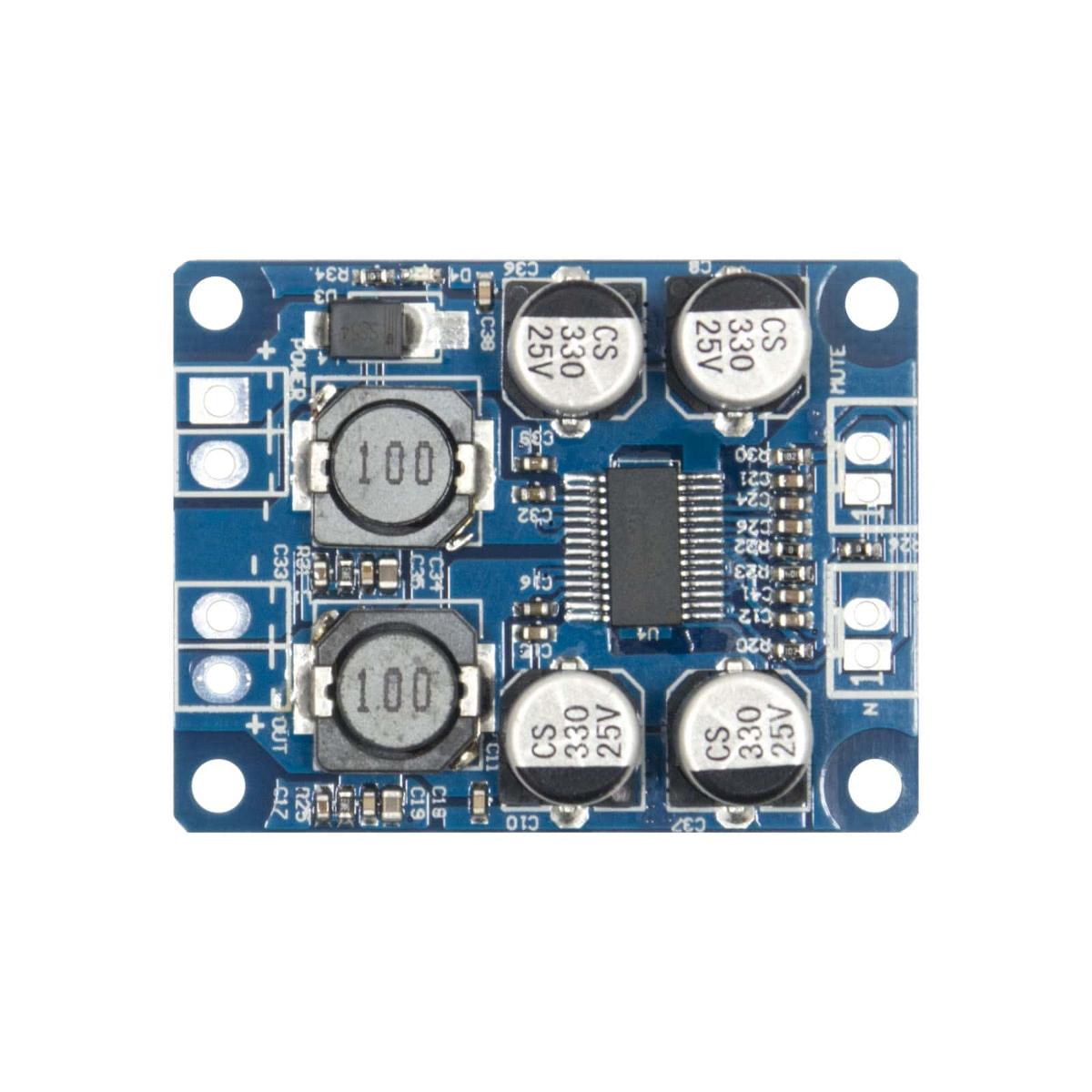 Verstärkermodul Modell: "TPA 3118 PBTL" (Abbildung siehe Anlage),
- aus einer mit Verstärker-IC und weiteren aktiven und passiven Bauelementen
  bestückten gedruckten Schaltung (Abmessungen. 46 x 35,5 x 12,5 mm) mit
  einem Audioeingang und einem Audioausgang,
- zum Verstärken von Tonfrequenzsignalen.

„Elektrischer Tonfrequenzverstärker“