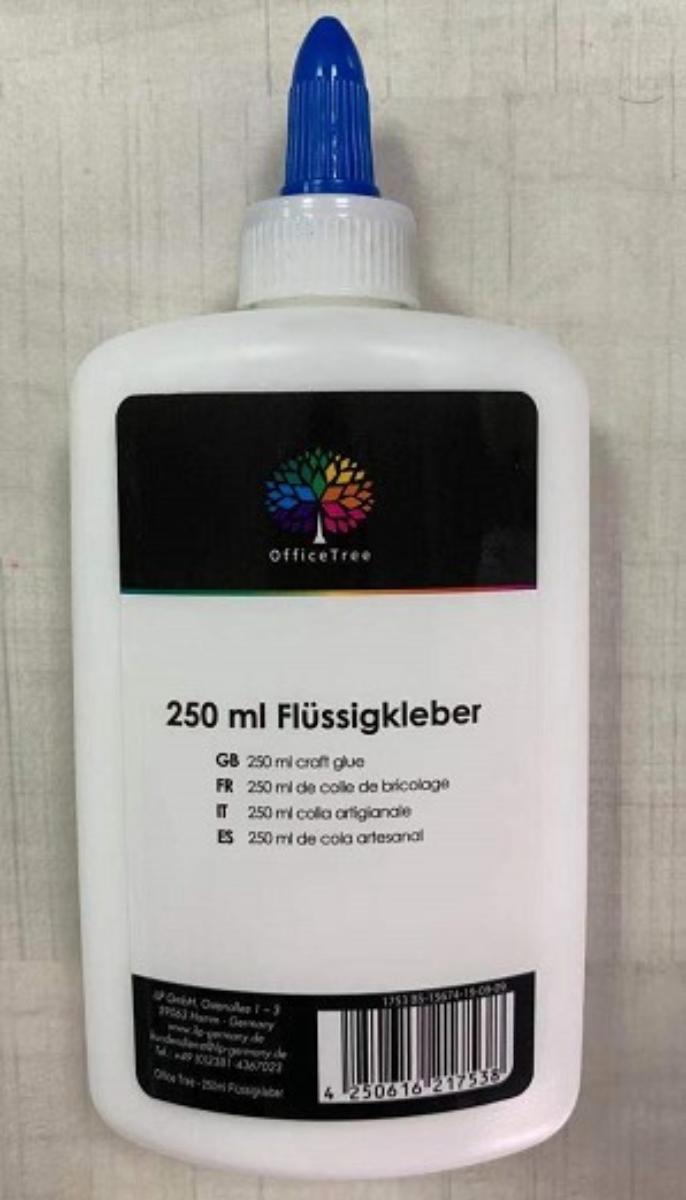 Angaben des Antragstellers:
Bastelkleber in
- 250 ml-Flasche (Bruttogewicht: 270 g); Produktabmessungen: 8 x 16 x 3,5 cm
- 1000 ml-Flasche (Bruttogewicht: 1080 g); Produktabmessungen: 25 x 9 x 9 cm
All unsere Kleber sind hergestellt auf Wasserbasis, ohne Lösungsmittel.

Feststellungen an einem Warenmuster:
Es wurden zwei weiße Kunststoffflaschen (250 ml bzw. 1000 ml) mit einer weißen, leicht viskosen Suspension vorgelegt. Die Flaschen sind mit einem Etikett beklebt und für den Einzelverkauf aufgemacht (Aufdruck auszugsweise: "Flüssigkleber").

Befund:
Es handelt sich um zur Verwendung als Klebstoff geeignete Erzeugnisse in Aufmachung für den Einzelverkauf mit einem Gewicht des Inhalts von 1 kg oder weniger im Sinne der Unterposition (KN) 3506 1000.