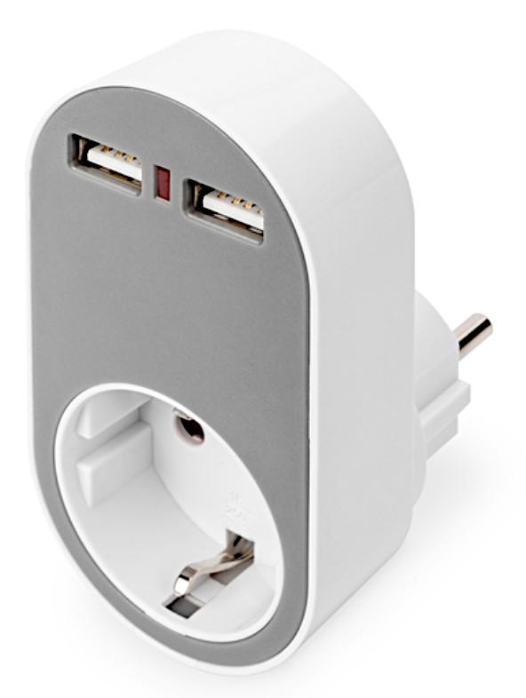 Elektrischer Stromrichter, sog. "Universal Steckdosenadapter", in Form einer zusammengesetzten Ware als Warenzusammenstellung in Aufmachung für den Einzelverkauf,
- bestehend aus einem Gleichrichter in einem ovalen Kunststoffgehäuse (Abmessungen:
  10 x 5,2 x 7,3 cm), mit zwei USB-A Buchsen, mit Status-LED, mit Kurzschluss- und
  Überlastschutz, für eine Spannung von 250 VAC, max. 3680 W, mit integriertem
  Schuko-Stecker und Schuko-Steckdose,
- zum Umwandeln einer Eingangswechselspannung von 250 VAC / 50 Hz / 16 A
  in eine Ausgangsgleichspannung von 5 VDC / 2,4 A und zum Anschluss von Geräten
  an die Netzspannung,
- zur Verwendung als universelle Stromversorgung für verschiedene elektrische Geräte
  mit entsprechendem Anschluss,
- mit nicht charakterbestimmender Bedienungsanleitung in einem Pappkarton verpackt.
Der Gleichrichter bestimmt den Charakter der zusammengesetzten Ware.

Die Ware ist als "elektrischer Stromrichter, kein Akkumulatorenladegerät, Gleichrichter, nicht für zivile Luftfahrzeuge" einzureihen.
