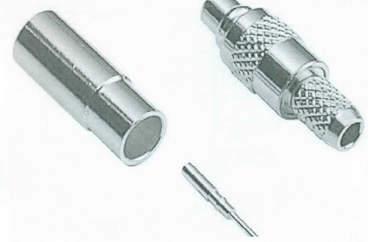 Sog, "MMCX-Kupplung 50 Ohm, Crimpausführung, Teflon-Isolation, für Kabel RG 174/188/316U",
- noch nicht zusammengesetzt,
- im Wesentlichen bestehend aus einem spezifisch geformten Metallgehäuse (Gesamtlänge ca. 13,45 mm, 
  vergoldet),
- mit einem Anschlusspin (Mittelstift / Steckvorrichtung) für den Innenleiter (Gesamtlänge ca. 4,4 mm, 
  vergoldet),
- und einer Crimphülse (Gesamtlänge ca. 7 mm, vergoldet)
- für Koaxialleitung RG 174/U-188(A)-316/U, 
- mit einer Impedanz von 50 Ohm,
- mit Teflon-Isolation,
- für eine Spannung von weniger als 1000 V konzipiert,
- zum Herstellen einer elektrischen Steckverbindung mit einem entsprechenden Gegenkontakt.

Die Ware ist als "elektrisches Gerät zum Verbinden von elektrischen Stromkreisen, für eine Spannung von 1000 V oder weniger, Steckvorrichtung, für Koaxialkabel" einzureihen.

Anlage: 1 Abbildung