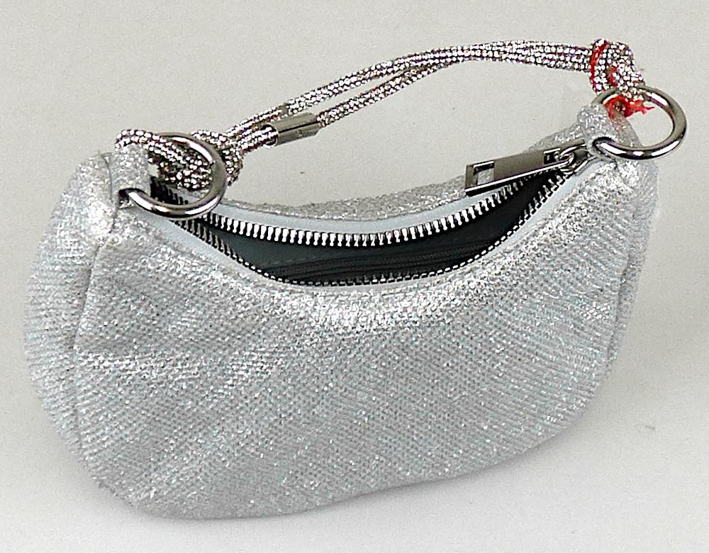Handtasche, sog. Catwalk Partytasche NT2874, Foto siehe Anlage,
- mit einer Außenseite aus Spinnstoffen,
- - dreilagiges Flächenerzeugnis mit einer äußeren Lage aus einem offenmaschigen Gewirke,
    einer Mittellage aus metallisierten Partikeln und einer Innenlage aus einem Gewirke,
- mit einem Handtragegriff, der mit Strasssteinchen verziert ist,
- mit einem entlang des oberen Randes verlaufenden Reißverschluss versehen,
- - gefüttert; innen mit einem Reißverschlussfach ausgestattet,
- mit den Abmessungen: ca. 17,5 cm (Breite) x 13,5 cm (Höhe) x 5 cm (Tiefe),
- laut Antrag nicht handgearbeitet,
- in unterschiedlichen Farben,
- Handtasche, da aufgrund der Größe und des Gesamteindrucks in erster Linie dazu geeignet,
  kleinere, persönliche Gegenstände aufzunehmen.

"Handtasche, mit Außenseite aus Spinnstoffen, nicht handgearbeitet"