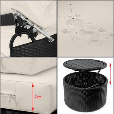 Bei der sog. "Polyrattan Sonneninsel Braun" handelt es sich um eine Warenzusammenstellung in Aufmachung für den Einzelverkauf, bestehend aus:
- drei gepolsterten Sitzmöbeln mit Metallgestell
- - in Form einer C-förmigen gepolsterten Couch mit Rückenlehne sowie einem Sonnendach aus einem mit textilem Material bespannten Metallbogen,
- - in Form von zwei viertelrunden gepolsterten Hockern,
- - jeweils mit passgenauen, lose aufgelegten Sitzkissen ausgestattet
- einer Ware mit zwei Funktionen,
- - in Form eines runden, ca. 58 x 33,5 cm (d x H) großen, Hockers, der mit einer passgenauen, lose aufgelegten Auflage und einer abnehmbaren Tischplatte ausgestattet ist, so dass sich dieses Erzeugnis gleichermaßen auch als Tisch darstellt und
- drei quadratischen Kissen.

Die gepolsterten Sitzmöbel sind jeweils aus einem Metallgestell gefertigt, dass vollständig mit einem Kunststoffgeflecht im Rattan-Design bespannt ist.

Die Ware mit den zwei Funktionen (Tisch, Hocker) wird in die zuletzt genannte, der gleichermaßen in Betracht kommenden Positionen eingereiht. Dabei ist der Tisch aufgrund der Abmessungen nicht dazu geeignet während des Sitzens an ihm zu essen.

Charakterbestimmender Bestandteil der Warenzusammenstellung sind aufgrund der Anzahl und der Bedeutung für die Verwendung jedoch die gepolsterten Sitzmöbel.

Die Möbel sind dazu bestimmt, auf den Boden gestellt zu werden und dient der Ausstattung von Gärten.

Die verpackte Warenzusammenstellung ist als "anderes als von den Unterpositionen 9401 10 bis 9401 69 erfasstes Sitzmöbel mit Gestell aus Metall, gepolstert" einzureihen.