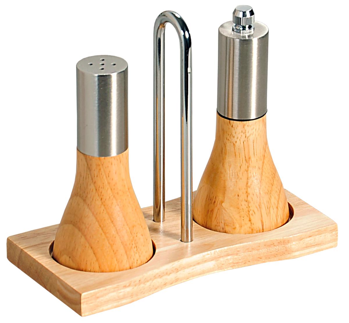 Tischmenage aus Pfeffermühle und Salzstreuer, Artikel-Nr. 13860, Foto siehe Anlage,
- in Form einer zusammengesetzten Ware, bestehend aus:
- einem kegelförmigen Salzstreuer, bestehend aus:
- - einem Gehäuse aus Edelstahl (unedles Metall, oben) und Holz,
- - mit einer Höhe von ca. 9 cm und einem Durchmesser von ca. 4,3 cm,
- - mit fünf gebohrten Löchern am oberen Ende zum Verstreuen von Salz und einer Öffnung
    zum Einfüllen des Salzes am unteren Ende, die mit einem Kunststoffeinsatz verschlossen ist,
- einem keramischen Haushaltsartikel (Pfeffermühle) in Form einer zusammengesetzten Ware,
   bestehend aus:
- - einem kegelförmiger Behälter aus Edelstahl (unedles Metall, oben) und Holz
    (Höhe: ca. 11,5 cm, unterer Durchmesser: ca. 4,3 cm),
- - mit einem integrierten, ringförmigen, weißen Mahlwerk (Durchmesser außen: 3,1 cm),
    innen mit einem weißen, wellenförmigen Mahlwerk (Durchmesser: 2,0 cm), aus Keramik;
    nach vorheriger Formgebung gebrannt,
- - - lt. Antrag aus Aluminiumoxidkeramik (andere Keramik als Porzellan, gewöhnlicher Ton, Steinzeug,
      Steingut oder feine Erden),
- - einer Spiralfeder, einem Mahlgestänge mit Führung und einem Knopf aus unedlem
    Metall,
- - das Mahlwerk aus "anderer Keramik" bestimmt insbesondere aufgrund seiner Bedeutung in 
    Bezug auf die Verwendung den wesentlichen Charakter der Ware,
- - keine Ware der Position 8210, da die arbeitenden Teile (Mahlwerk) nicht aus den in
    Anmerkung 1 zu Kapitel 82 genannten Stoffe bestehen,
- - keine Einreihung in das Kapitel 84, da Gewürzmühlen mit Mahlwerken aus Keramik als
    Apparate aus keramischen Stoffen vom Kapitel 84 ausgenommen sind.
- einem Ständer aus Holz (Boden) und unedlem Metall (Tragebügel),
- - Salzstreuer und Pfeffermühle sind passgenau in Vertiefungen des Ständers eingestellt,
- insbesondere im Hinblick auf die Verwendung und aufgrund des Wertes bestimmt die
  Pfeffermühle den wesentlichen Charakter der zusammengesetzten Ware.

"Keramischer Haushaltsartikel, Artikel für den Tisch- oder Küchengebrauch, aus anderer
 Keramik als Porzellan, gewöhnlichem Ton, Steinzeug, Steingut oder feinen Erden, Gewürzmühle"