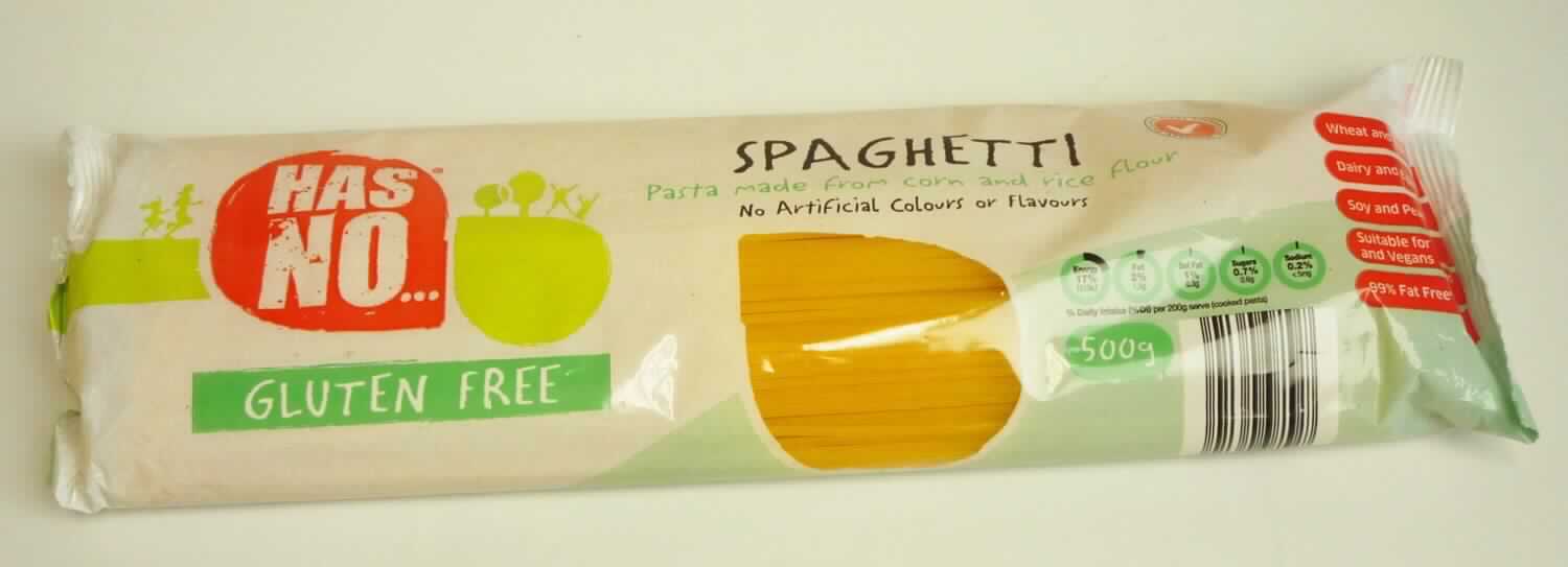 Glutenfreie Teigwaren - Spaghetti

Antragsangaben: Spaghetti aus Mais- und Reismehl, glutenfrei

Beschreibung des vorliegenden Warenmusters (in Originalumschließung):
Bedruckter Kunststofffolienbeutel mit Angaben in englischer Sprache zum Erzeugnis (Spaghetti; Pasta made 
from corn and rice flour; 500 g), zu den Zutaten (siehe Feld 8) und zur Zubereitung (8 Minuten kochen); darin 
dunkelgelbe, getrocknete, nicht vorgekochte, dünne, lange Teigwaren nach Art von "Spaghetti".

Eier und Weichweizen nach der Zutatenliste nicht enthalten

Teigwaren, weder gekocht oder gefüllt noch in anderer Weise zubereitet, keine Eier enthaltend, weder 
Weichweizenmehl noch Weichweizengrieß enthaltend, Reis enthaltend.