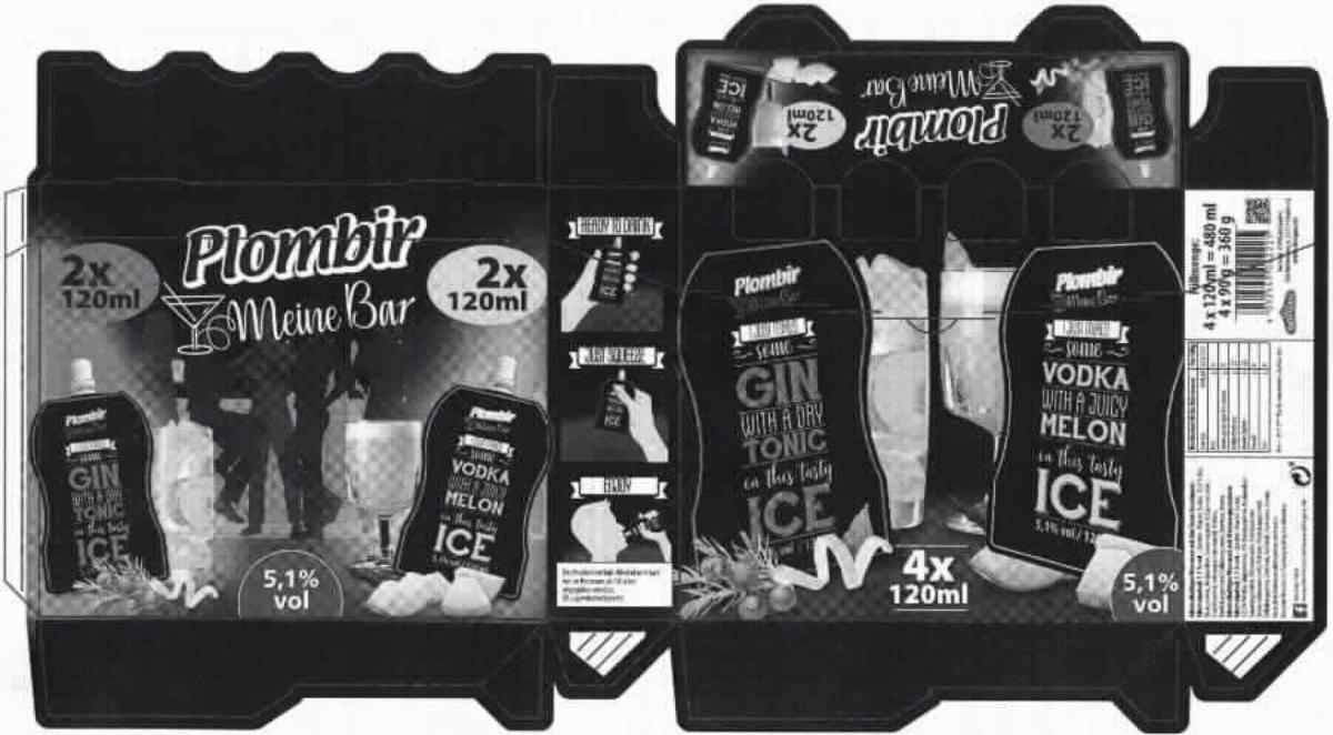 Branntweinhaltiges Speiseeis; Gin-Tonic- und Wodka-Melon-Geschmack

EIn Warenmuster lag nicht vor, jedoch eine Abbildung der Umverpackung und eine Produktspezifikation.

Demzufolge handelt es sich um einen tiefgekühlten, bedruckten Faltkarton mit Angaben zum Erzeugnis (Alkoholhaltiges Wassereis mit Gin-Tonic- bzw. Melonengeschmack; Alkoholgehalt 5,1 %; 4 x 120 ml