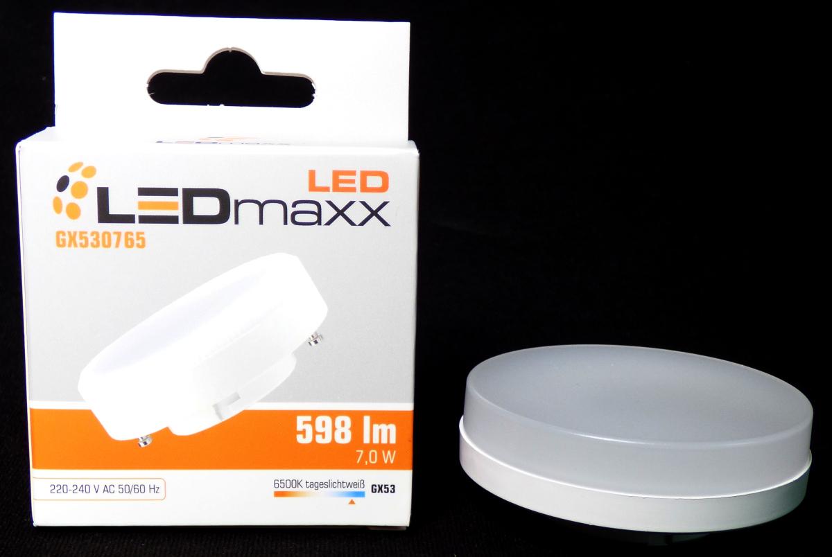 LED Leuchtmittel 7W GX53 matt 598lm kaltweiß 6500K Tageslicht
EAN: 4251351808746 (Abbildung siehe Anlage),
-  elektrische Lichtquelle in Form einer Leuchtdiodenlampe (LED-Lampe),
  mit einem LED-Modul mit mehreren LEDs und elektrischen Bauelementen 
  für die Stromversorgung und -regelung , in einem runden Kunststoffgehäuse
  mit matter Diffusorabdeckung und mit GX53-Sockel zum Befestigen in einer
  Lampenfassung, 
- zur Verwendung als elektrische Lichtquelle zum einfachen Einsetzen/Austauschen
  in Leuchten bestimmt,
- in einem bedruckten Verkaufskarton verpackt (laut Muster).

"Leuchtdiodenlichtquelle (LED-Lichtquelle), Leuchtdiodenlampe (LED-Lampe)"