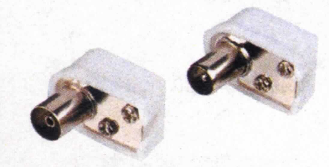 Koaxial-Winkelstecker
-bestehend aus einem spezifisch geformten, annähernd L-förmigen Gehäuse,
mit weißer Ummantelung und einer Steckvorrichtung auf der einen Seite und einem Kontaktelement zur Koaxialkabelmontage,
- für eine Spannung von 1000 V oder weniger,
- zum Herstellen einer elektrischen Verbindung durch das Einstecken eines entsprechenden Gegenkontakts nach der Montage eines Koaxialkabels.

Die Ware ist als elektrisches Gerät zum Verbinden von elektrischen Stromkreisen, für eine Spannung von 1000 V oder weniger, Steckvorrichtung für Koaxialkabel" einzureihen.