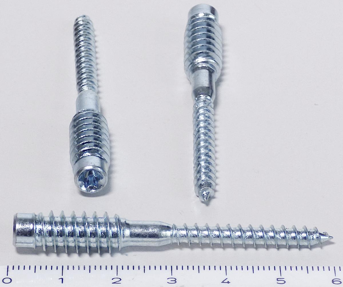 Es handelt sich um massive, zylindrische Erzeugnisse aus Stahl (kein nicht rostender Stahl), ohne Kopf, die zu einem Ende hin mit einem selbstformenden Gewinde (Gewindedurchmesser: etwa 8 mm) mit stumpfem Gewindeende und zum anderen Ende hin mit einem selbstformenden Gewinde (Gewindedurchmesser: etwa 4,5 mm) mit spitzem Gewindeende versehen sind. Mittig weisen die Erzeugnisse einen etwa 5 mm langen, konisch abgestuften, glatten Schaftabschnitt auf. Das stumpfe Gewindeende ist mit einem Innensechsrund (sog. Torx, geschützte Marke) als Kraftansatz versehen. Die Zugfestigkeit der Erzeugnisse beträgt weniger als 800 MPa.
Die Waren liegen in unterschiedlichen Längen vor.
- Antragstellerangaben -

Abbildung siehe Anlage.

Derartige Erzeugnisse gehören als "andere Bolzen aus Stahl (kein nicht rostender Stahl), mit Gewinde, ohne Kopf, mit einer Zugfestigkeit von weniger als 800 MPa" zum TARIC-Code 7318 1542 90.