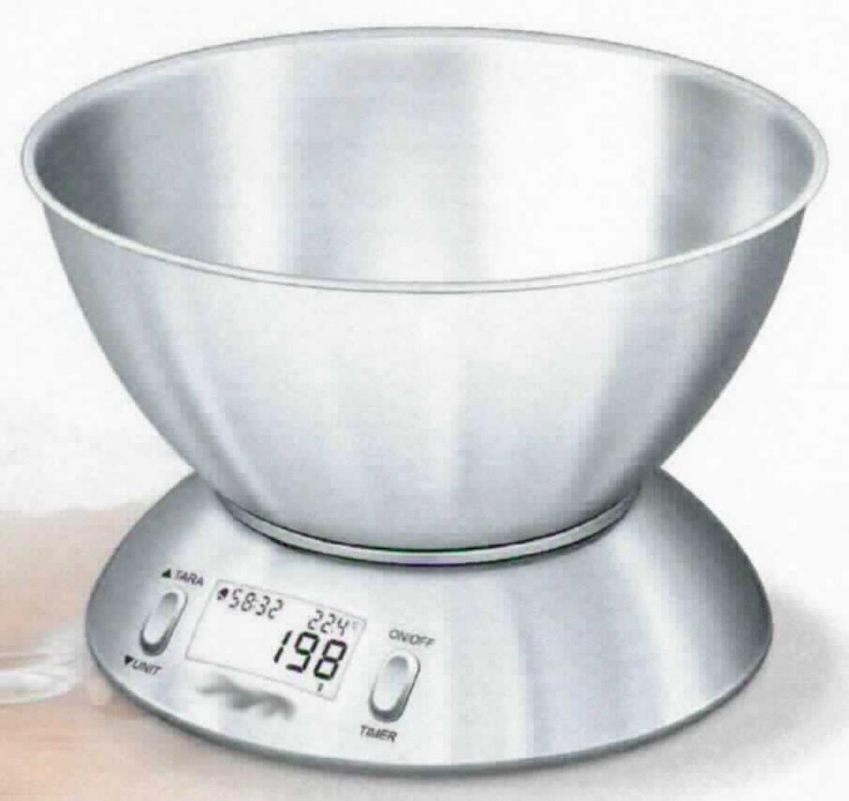 Sog. Küchenwaage mit Edelstahlschüssel KS 54, Art.-Nr. 708.40
- aus einem spezifisch geformten Untergestell (Abmessungen 19 x 58 mm) aus Edelstahl
  mit Wiegeteller, Timer, LCD-Display, Bedienelementen sowie Batteriefach, zusammen-
  gesetzt mit einem Raumthermometer (Abbildung siehe Anlage),
- zum Wiegen von Lebensmitteln bis zu 5 kg mit einer Genauigkeit von 1 g und Messen
  der Raumtemperatur, 
- zur Verwendung im Haushalt,
- in einer gemeinsamen Verkaufsumschließung mit Edelstahl-Rührschüssel (Fassungs-
  vermögen 1,5 l) und Bedienungsanleitung (Beipack).
Die Waage bestimmt den Charakter der zusammengesetzten Ware.
Die zusammengesetzte Ware bestimmt den Charakter der Warenzusammenstellung.

"Waage mit einer Empfindlichkeit von mehr als 50 mg, Haushaltswaage (Warenzusammenstellung in Aufmachung für den Einzelverkauf aus einer aus Waage -charakterbestimmender Bestandteil- und Thermometer zusammengesetzten Küchenwaage sowie nicht charakterbestimmendem Beipack) - sog. Küchenwaage mit Edelstahlschüssel"