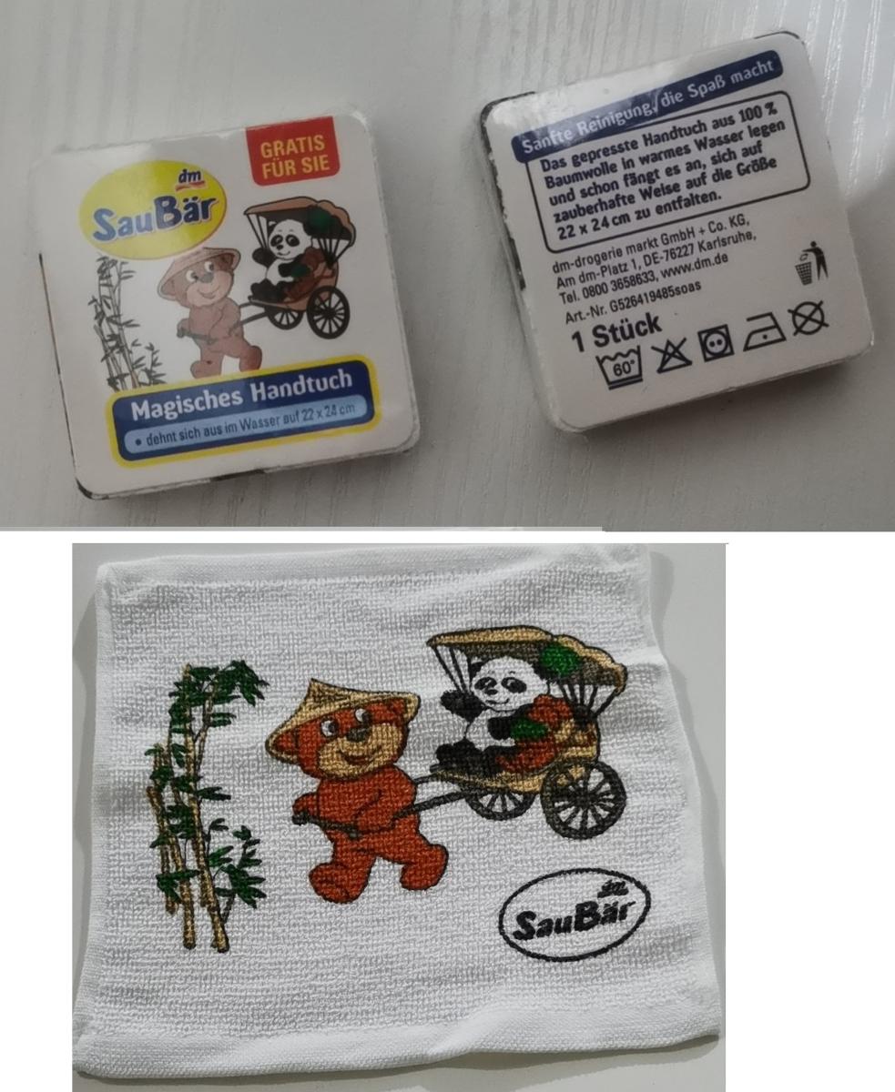 Wäsche zur Körperpflege, sog. gepresstes, kleines Handtuch, Foto siehe Anlage,
- komprimiert und mit zwei Pappeinlegern in einer Folie aus Kunststoff verpackt,
- rechteckig, in den Abmessungen von ca. 25 cm x 22,5 cm,
- aus ca. 1,8 mm dicken, einfarbigen Schlingengeweben nach Art der Frottiergewebe aus laut Antrag
  100 % Baumwolle,
- an allen Seiten durch Umschlagen und Festnähen gesäumt (somit konfektioniert),
- auf einer Seite mit einem großflächigen Aufdruck verziert,
- wird üblicherweise gewaschen.

"Wäsche zur Körperpflege, aus Spinnstoffen, aus Frottierware aus Baumwolle, aus Geweben"