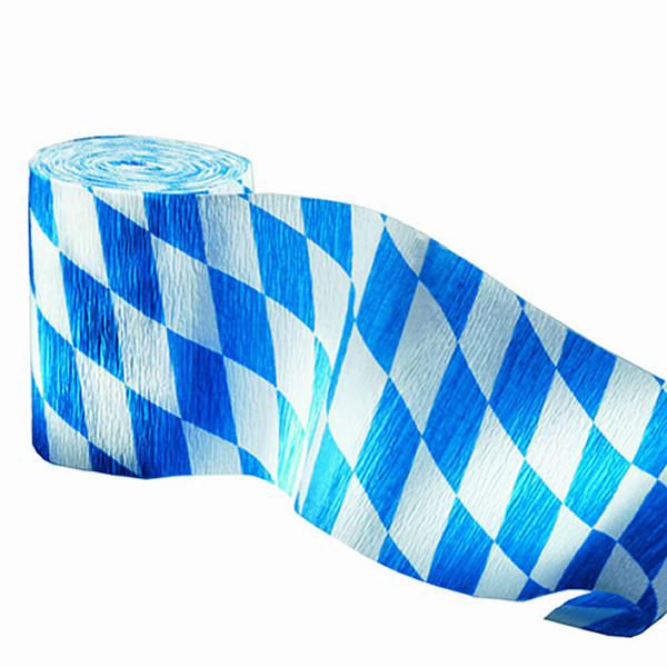 Es handelt sich um gekrepptes Papier, das auf der Oberfläche mit einem weiß-blauen, der Staatsflagge Bayerns entlehntem Rautenmuster bedruckt ist. Im Hinblick auf die eigentliche Zweckbestimmung der Ware als Raumschmuck sind die vorhandenen Aufdrucke jedoch nur nebensächlicher Art. Das sog. Kreppband dient im Innen- oder Außenbereich als universeller und ganzjährig verwendbarer Dekorationsartikel (z. B. auf Oktoberfestveranstaltungen, in Biergärten). Eine Einreihung als Festartikel in die Position 9505 kommt angesichts der neutralen Gestaltung sowie wegen des fehlenden Bezugs zu einem bestimmten Fest nicht in Betracht. Das Papier ist in Rollen mit einer Breite von etwa 10 cm und einer Länge von etwa 10 m aufgemacht, von denen drei Stück in einem Beutel verpackt sind.

Abbildung siehe Anlage.

Derartige Waren gehören als "andere Papiere und Vliese aus Zellstofffasern, auf der Oberfläche bedruckt, in Rollen, jeder Größe, ausgenommen Waren von der in der Position 4803, 4809 oder 4810 beschriebener Art" zur Codenummer 4811 90 00 90 0 des Zolltarifs.