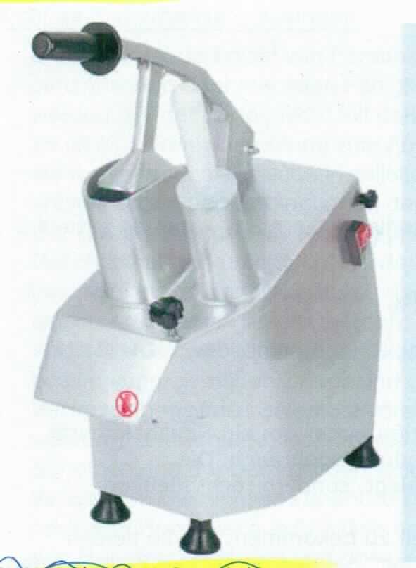 Gemüsezubereitungsgerät,
- aus einem spezifisch geformten Gehäuse aus Aluminiumguss (Abmessungen HxBxT: 497,5 x 246,5 x 
  619,1 mm) mit eingebautem Elektromotor, Zuführungseinheit mit einer Öffnung und Presszylinder, 
  Ausstoßvorrichtung sowie Bedienfeld mit Ein-/Aus-Druckschalter, mit 5 verschiedenen 
  Schneidscheiben und Stopfer (Abbildung siehe Anlage),
- mit einem Gewicht von 22,5 kg und einer Motorleistung von 550 W,
- zum Schneiden, Würfeln, Raspeln und Reiben von rohem Gemüse, zur Verwendung in der Gastronomie, 
- in einer gemeinsamen Verkaufsumschließung mit Reinigungsbürste und Bedienungsanleitung (Beipack).
Das Gemüsezubereitungsgerät bestimmt den Charakter des Ganzen.

"Maschine, in Kapitel 84 anderweit weder genannt noch inbegriffen, zum industriellen Auf- oder Zubereiten von Lebensmitteln, keine Ware der TARIC-Codes 8438 1010 00 bis 8438 5000 00 mit fünf verschiedenen Schneidscheiben (Warenzusammenstellung in Aufmachung für den Einzelverkauf aus Gemüsezubereitungsgerät -charakterbestimmend- und Beipack) - Gemüsezubereitungsgerät"