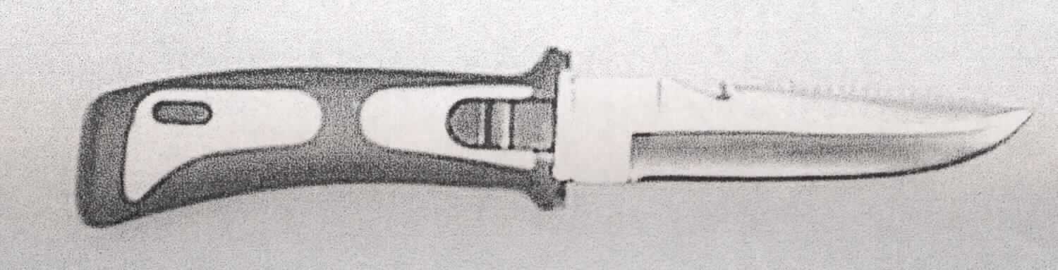 Warenzusammenstellung in Aufmachung für den Einzelverkauf, bestehend aus

- einem sog. Tauchermesser

- - aus einer ca. 115 mm langen, leicht geschwungenen, feststehenden beidseitig 
    angeschliffenen Klinge aus Stahlmit Sägezahnung und Außreißhaken im Klingenrücken 
    und einem ca. 112 mm langen Griff aus Kunststoff

- - in einer speziell für die Aufnahme des Messers hergerichteten, zum dauernden Gebrauch
    geeigneten Kunststoffscheide

- zwei Gurten aus Kunststoff oder Kautschuk mit Schnellverschlüssen aus Kunststoff,
  zum Befestigen der Scheide am Oberschenkel des Tauchers

- einem Beipackzettel

- gemeinsam in einem Pappkarton verpackt

- das Messer bestimmt den Charakter der Warenzusammenstellung

Abbildung siehe Anlage.

Derartige Erzeugnisse gehören als "Messer mit schneidender, feststehender Klinge aus unedlem Metall, kein Messer der Pos. 8208" zum TARIC-Code 8211 9200 00.