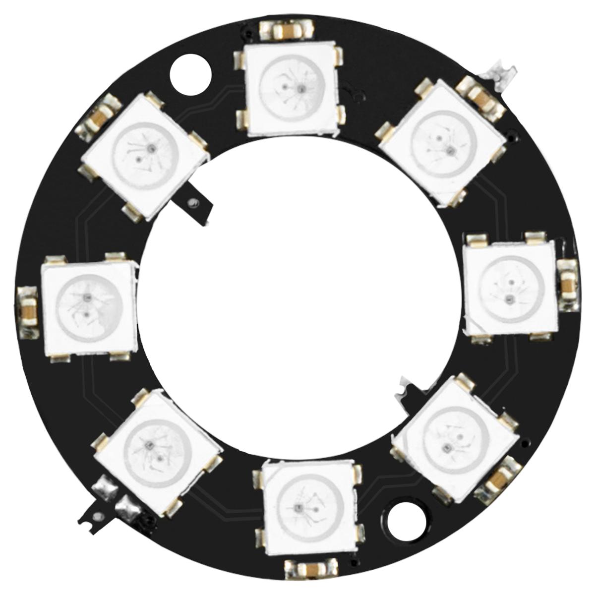 RGB LED Ring 8 bit WS2812 5050 + integrierter Treiber
für Arduino und Raspberry (Abbildung siehe Anlage, unvollständig lt. Antragsteller),
- aus acht RGB-LEDs in Form von Multikomponente Integrierten Schaltungen (MCOs)
  und acht passiven Bauelementen auf einer ringförmigen gedruckten Schaltung
  (Außendurchmesser: 32 mm, Innendurchmesser: 17,9 mm) mit vier elektrischen Kontakten
  und zwei Montagebohrungen,
- nach Anschluss und Programmierung durch z. B. einen Arduino oder Raspberry
  zum Erzeugen von unterschiedlichen Effekten oder Mustern mit RGB-Licht.

"Elektrisches Gerät mit eigener Funktion, in Kapitel 85 anderweit weder genannt noch inbegriffen,
  nicht von den TARIC-Codes 8543 10 00 00 bis 8543 70 90 85 erfasst"