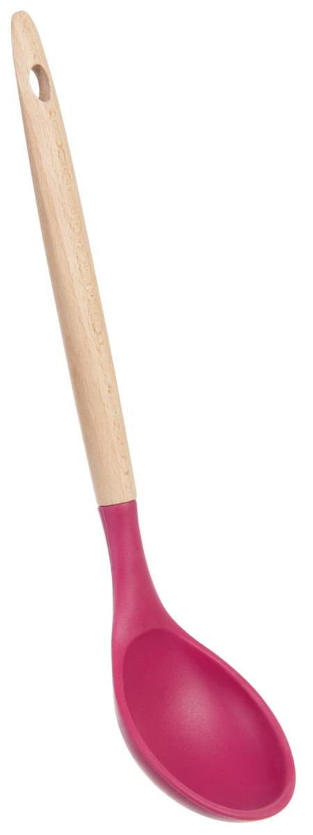 "Kochlöffel";

- mit freiem Arm zu handhabendes Erzeugnis mit einer Laffe (= arbeitender Teil) aus nicht rostendem Stah und einem Stiel aus Holz, am Ende mit einer Öse zum Aufhängen versehen

- der arbeitende Teil ist zusätzlich mit einer Silikonschicht überzogen; das unedle Metall (nicht rostender Stahl) bestimmt den Charakter des arbeitenden Teils

- zum Umrühren und Mischen der Zutaten bei der Zubereitung von Speisen

Abbildung siehe Anlage.

Derartige Erzeugnisse gehören als "Löffel, mit arbeitendem Teil aus nicht rostendem Stahl" zur Codenummer 8215 9910 00 0 des Zolltarifs
