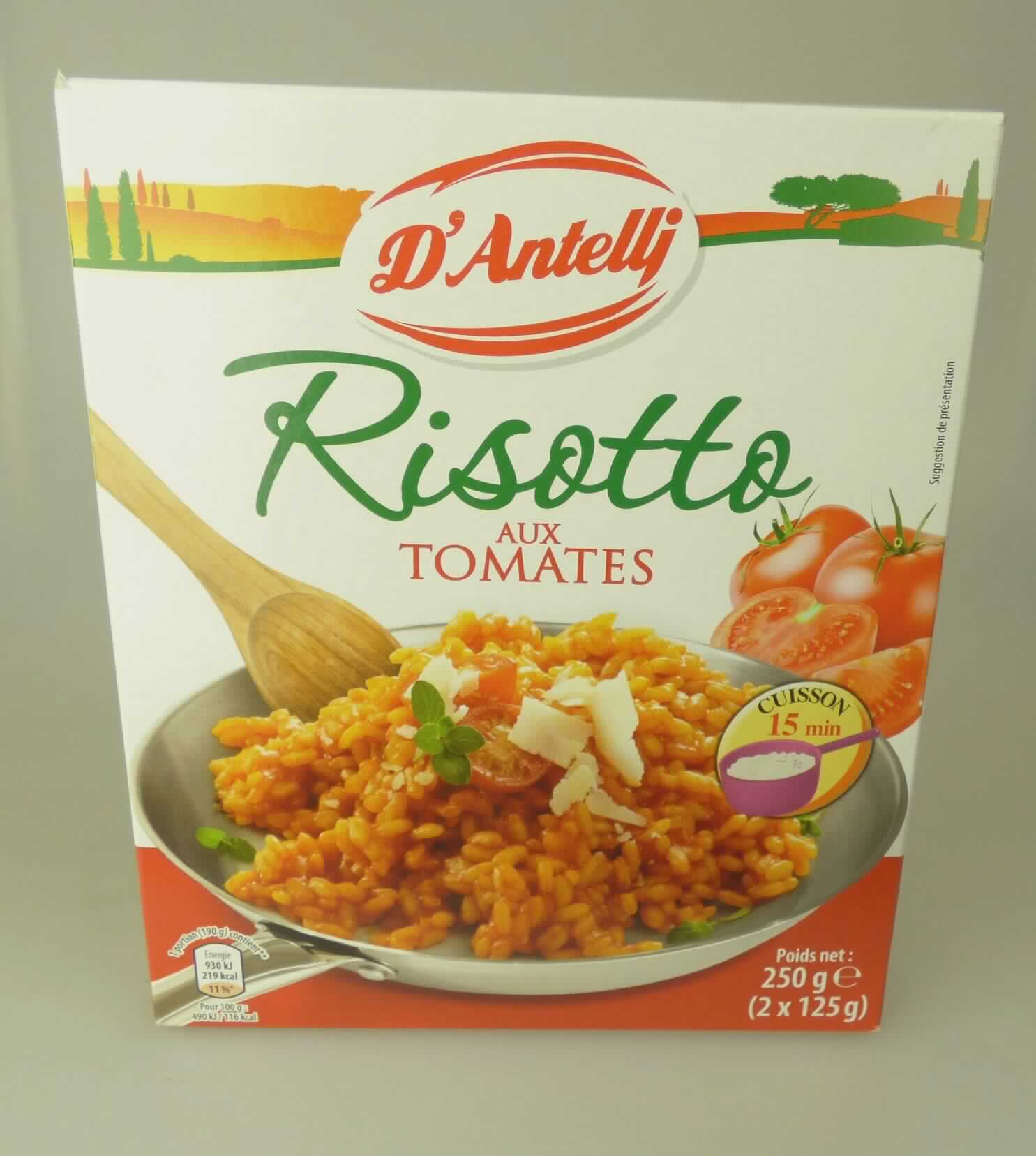 Risotto mit Tomaten

Antragsangaben:
Risotto mit Tomaten

Beschreibung des vorgelegten Warenmusters (in Originalumschließung):
Bedruckter Faltkarton mit Angaben in französischer Sprache zum Erzeugnis (Préparation à base de riz et de 
tomates; 2 x 125 g), zu den Zutaten (siehe Feld 8) und zur Zubereitung (Beutelinhalt zu 400 ml kaltem Wasser 
geben, aufkochen lassen und ca. 15 Minuten garen, bis das Wasser vollständig aufgesogen ist oder in der 
Mikrowelle 15 Minuten bei 800 - 900 W garen); darin zwei Portionsbeutel mit einem Gemisch aus Reis und 
einem rötlichen Pulver.

Getreide in Form von Körnern oder anders bearbeiteten Körnern, durch Mischen mit anderen Zutaten zubereitet, 
anderweit weder genannt noch inbegriffen, auf der Grundlage von Reis.