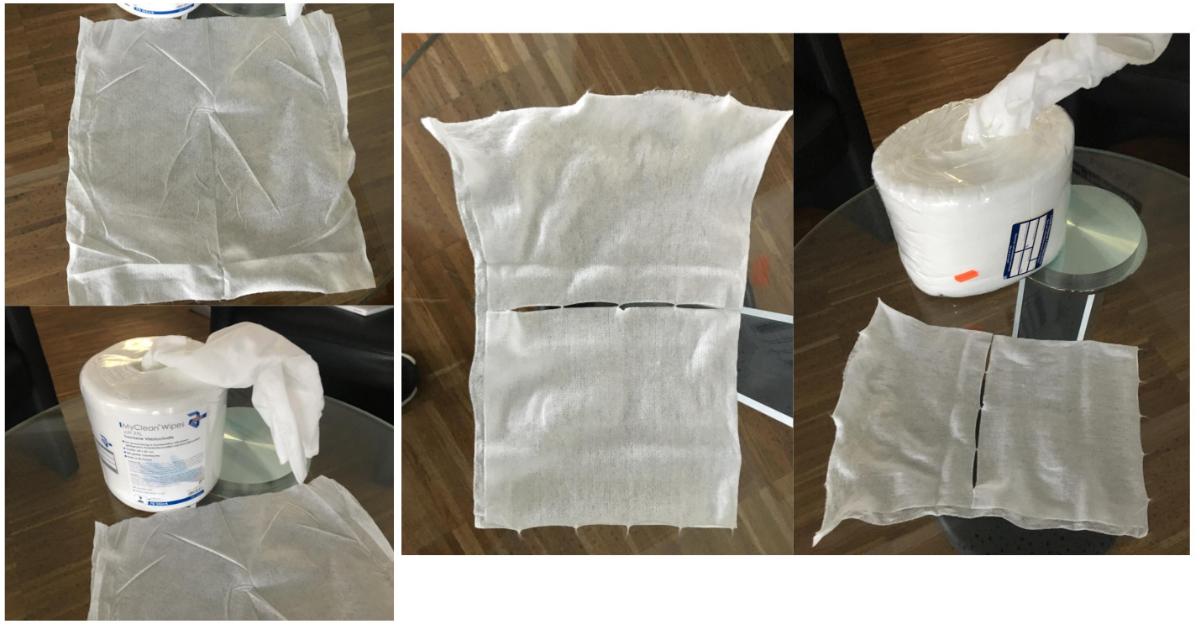 Reinigungstücher, sog. Trockene Vliestuchrollen, Foto siehe Anlage,
- in Kunststofffolie eingeschweißt,
- als Meterware auf einer Rolle, laut Antrag in verschiedenen Abmessungen und mit unterschiedlicher
  Anzahl der abtrennbaren "Tücher"; veranschaulicht durch ein Muster mit neunzig, auf eine Rollenbreite
  von ca. 13,5 cm gefalteten, ca. 27,5 cm x 29 cm großen "Tüchern",
- aus Vliesstoffen der Position 5603 aus laut Antrag Polypropylen (synthetische Chemiefasern),
- mit einer sog. Strichperforation versehen, um die einzelnen "Vliestücher" abtrennen zu können; durch
  bloßes Abtrennen gebrauchsfertig, somit konfektioniert,
- dienen laut Antrag als Reinigungstücher.

"Andere konfektionierte Waren (Reinigungstücher) aus Spinnstoffen, aus Vliesstoffen"