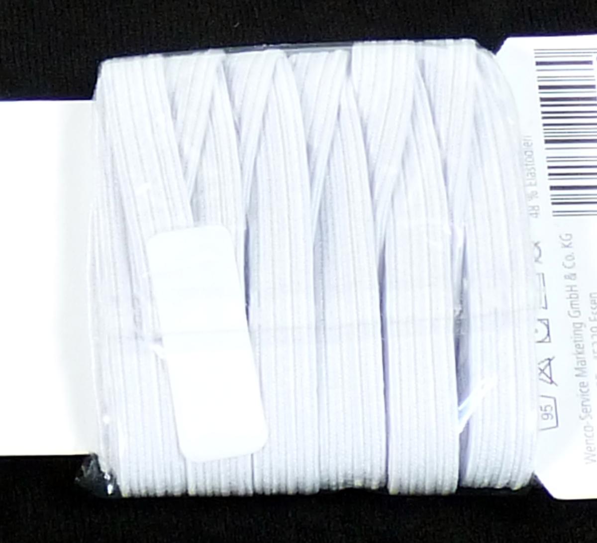Geflecht, sog. Gummilitze, Art. 110075, Foto siehe Anlage,
- auf einem bedruckten Pappaufhänger aufgewickelt,
- als Meterware, laut Antrag mit einer Länge von 3 m und einer Breite von 7 mm,
- aus einem Rundgeflecht aus Garnen aus synthetischen Chemiefasern (laut Antrag Polyester), mit
  eingearbeiteten Fäden aus laut Antrag Kautschuk.

"Geflecht als Meterware"