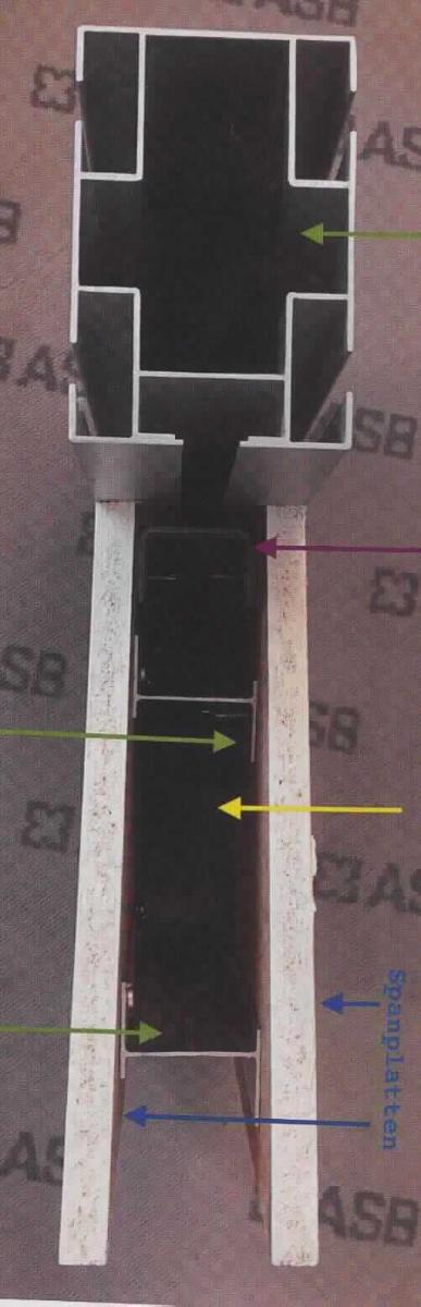"Schwingboden - Unterkonstruktion"; 

- bestehend aus einer Ware aus verschiedenen Stoffen, bestehend aus einer spezifisch
  geformten Ware aus Aluminium, zwei Profilen aus Aluminium, einem Profil aus Stahl 
  und zwei Spannplatten aus Holz
    
- bei der aus verschiedenen Stoffen zusammengesetzten Ware handelt es sich in Anwendung 
  der AV 2 b) und AV 3 b) um eine den Waren aus unedlen Metallen gleichgestellte Ware 
  (unedle Metalle gegenüber Holz charakterbestimmend), die nach dem gewichtsmäßig 
  vorherrschenden unedlen Metall (hier: Aluminium) einzureihen ist

- die Profile aus Aluminium und Stahl verbinden die Spannplatten miteinander

- zur Verwendung als Unterkonstruktion für Glasböden 

Derartige Erzeugnisse gehören als "Konstruktionen  aus Aluminium, andere als in den 
TARIC-Codes 7610 1000 00 bis 7610 9010 00 genannte" zum TARIC-Code 7610 9090 00.