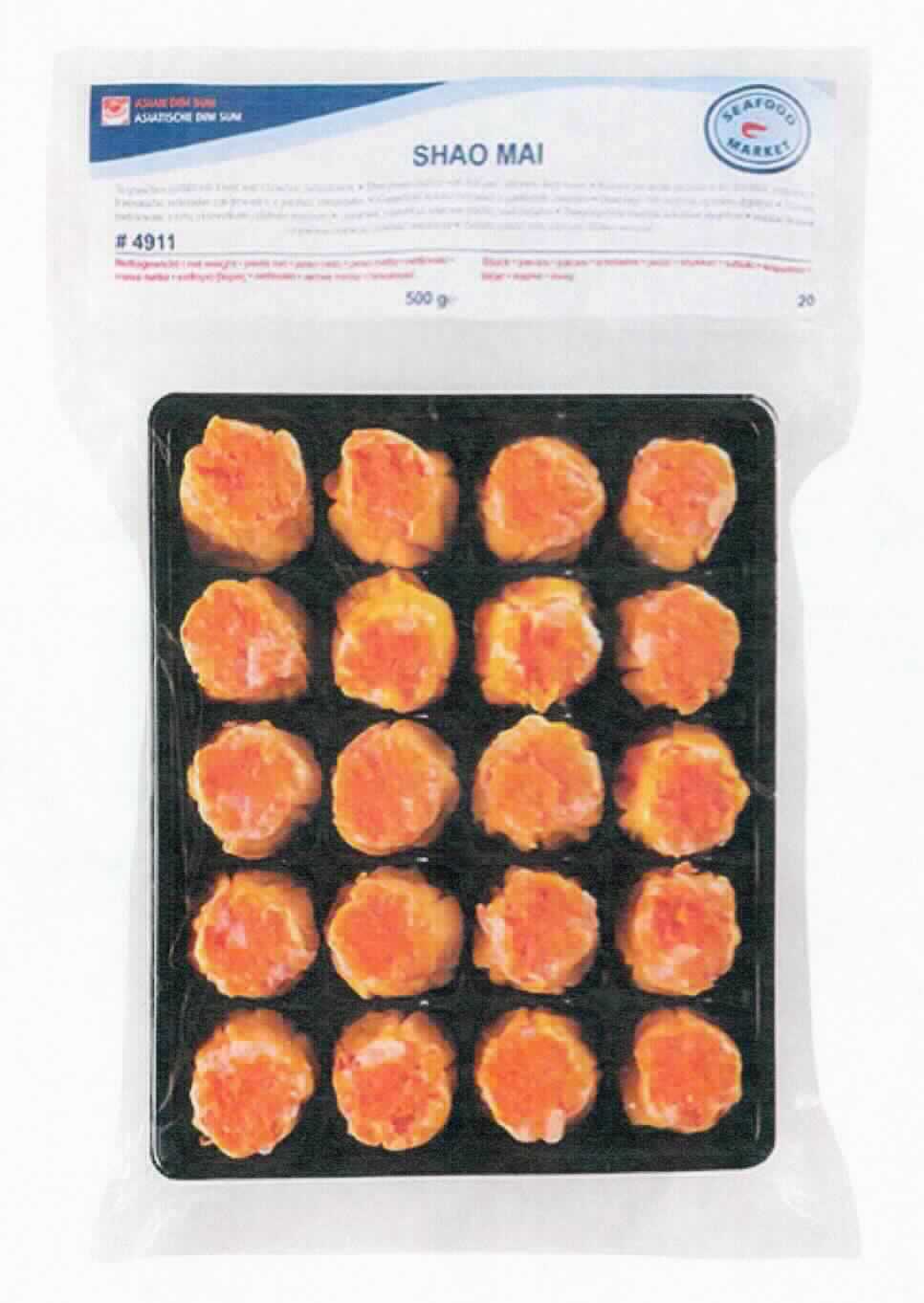 Gefüllte Teigtaschen mit Fisch und Garnelen; Shao Mai, tiefgefroren

Beschreibung des vorgelegten Warenmusters (in Originalumschließung):
Zwanzig tiefgekühlte, mit einer Zubereitung aus Garnelen-, Fisch- und Gemüsestücken gefüllte, oben offene und mit kleinen Karottenraspeln belegte, hellgelbe Teigtaschen (Durchmesser 3 cm, Höhe 3 cm), in einer Kunststoffwanne verpackt und eingeschweißt in eine etikettierte Originalklarsichtfolie; der Etikettaufdruck enthält mehrsprachige Angaben zum Erzeugnis ("Teigtaschen gefüllt mit Fisch und Garnelen, tiefgefroren; Nettogewicht 500 g"), zu den Zutaten (siehe Feld 8), zur Herkunft (Vietnam) und zur Zubereitung (Dämpfer: 5 - 7 min in gefrorenem Zustand).

Anteil an Fisch- und Garnelenfleisch: nach den Antragsangaben mehr als 20 GHT
Reis: nach der Zutatenliste nicht enthalten

Teigwaren, gefüllt, mehr als 20 GHT Fische, Krebstiere oder andere wirbellose Wassertiere und keinen Reis enthaltend, gefüllte Teigtaschen.