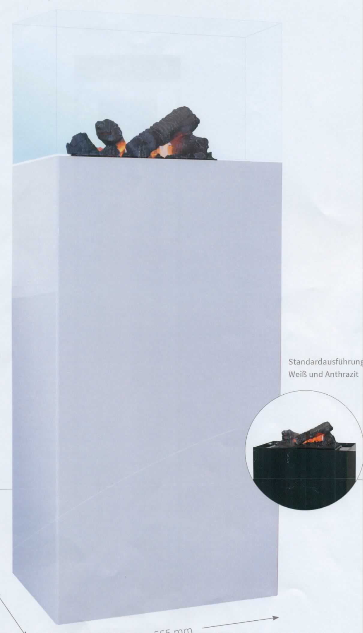 Es handelt sich um einen elektrischen Beleuchtungskörper in Form eines quaderförmigen, ca. 565 mm x 365 mm x 1.485 mm (L x B x H) großen Erzeugnisses, im Wesentlichen bestehend aus einem rechteckigen Korpus aus Metall (charakterbestimmender Stoff nach dem Umfang und Gesamterscheinungsbild), einem ebenfalls rechteckigen Aufsatz aus transparentem Kunststoff und ein in den Metallkorpus eingefügtes, elektrisch betriebenes Dampf-Feuer, das über ein Feuerbett, einen Wassertank, einen Rauch und Flammengenerator und Halogen-Leuchtmittel (mit GU5.3-Sockel, 12 V, 45 W) verfügt, mit deren Einsatz der Flammeneffekt entsteht.

Das Erzeugnis dient zur effektvollen Beleuchtung in der Art eines dekorativen Kamins. Es verfügt nicht über eine Heizfunktion.

Die Ware ist als "anderer, als von den Unterpositionen 9405 10 bis 9405 4010 erfasster, elektrischer Beleuchtungskörper, anderweit weder genannt noch inbegriffen, aus Metall, von der mit Glühlampen verwendeten Art" einzureihen.