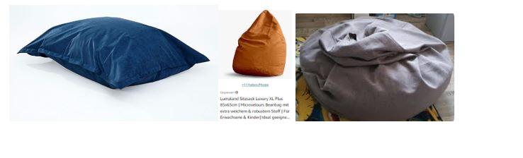 Sitzsackhülle, sog. Sitzsackhülle INDOOR, Variante "Cord" bzw. "Microvelours", Fotos siehe 
Anlage,
- in einem Polybeutel verpackt,
- laut Antrag in vier unterschiedlichen Formen/Abmessungen und in verschiedenen Farben,
- Variante "Cord": aus einem zweilagigen Textillaminat mit einer Außenlage aus Rippensamt-
  geweben und einer Innenlage aus Geweben,
- Variante "Microvelours": aus einem zweilagigen Textillaminat mit einer im Hinblick auf das 
  äußere Erscheinungsbild charakterbestimmenden Außenlage aus Geweben und einer Innen-
  lage aus Gewirken,
- die Gewebe der Außenlage bestehen jeweils aus laut Antrag 100 % synthetischen Chemie-
  fasern,
- mit einer ca. 33 cm langen Öffnung mit Reißverschluss; laut Antrag zum Befüllen mit sog. 
  EPS-Perlen (nicht Gegenstand der vZTA),
- jeweils innen im Bereich der Öffnung zusätzlich mit einem angenähten, mittels Reißver-
  schluss abtrennbaren "Innensack" aus Gewirken ausgestattet; laut Antrag können die Perlen
  in diesen später umgefüllt werden, sodass die Hülle separat gewaschen werden kann,
- durch Zusammennähen konfektioniert,
- nicht gepolstert und ohne Füllung (somit keine Ware der Position 9404),
- kein Teil eines Möbels, da der gefüllte Sitzsack keine stabile Form und keine definierte 
  Sitzfläche aufweist,
- kennzeichnet sich nach Verwendungszweck, Material und Abmessungen als Ware zur 
  Innenausstattung,
- insbesondere im Hinblick auf das äußere Erscheinungsbild bestimmen jeweils die Gewebe 
  den wesentlichen Charakter der Ware.

"Andere Ware zur Innenausstattung (Sitzsackhülle) aus Spinnstoffen, keine Ware der Position 
 9404, aus Geweben, aus synthetischen Chemiefasern"