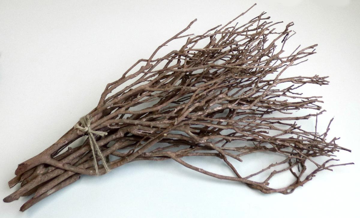 Dekozweig, Artikelnummer 2008404 (Abbildung siehe Anlage)
- aus ca. 52 cm langen, getrockneten, auf gleiche Länge geschnittenen (somit in
  Form geschnittenen), an den Schnittstellen mit brauner Farbe versehenen,
  starren Zweigen,
- mit Spinnstoffkordel (Zutat) zu einem Strauß zusammengebunden,
- zu Binde- und Zierzwecken geeignet,
- wird üblicherweise vom Blumenhandel zu Zierzwecken geliefert.

"Zweige, ohne Blüten und Blütenknospen, zu Binde- und Zierzwecken, getrocknet und weitergehend bearbeitet als nur getrocknet (in Form schneiden), sog. Dekozweig"