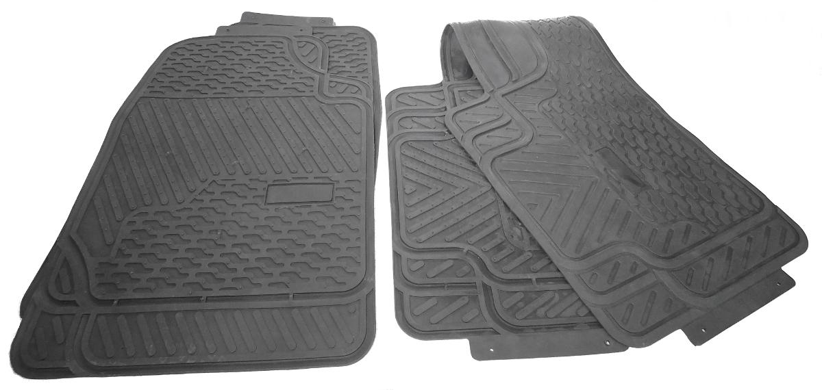 Fußmatten-Set, Foto siehe Anlage, 
- dreiteiliges Set bestehend aus:
- - je einer Matte für den Fahrer und Beifahrer in den Abmessungen von ca.
     78 cm x 47 cm, 
- - einer großen, durchgehenden Fußmatte für die hintere Sitzreihe in den 
     Abmessungen von ca. 145 cm x 41 cm, 
- laut Antrag:
- - aus Kunststoff (PVC) gefertigt,
- - individuell zuschneidbar,
- auf der Oberseite mit einer rutschfesten Riffelstruktur versehen, 
- werden im Fußraum von Kraftfahrzeugen ausgelegt und dienen dort zum Schutz 
  vor grobem Schmutz und Nässe, 
- nicht für die industrielle Montage, 
- insbesondere aufgrund der Form und der Abmessungen erkennbar hauptsächlich 
  zur Verwendung in Kraftfahrzeugen bestimmt. 

"Karosseriezubehör für Kraftfahrzeuge der Position 8701 bis 8705 (Fußmatten), nicht für die industrielle Montage"