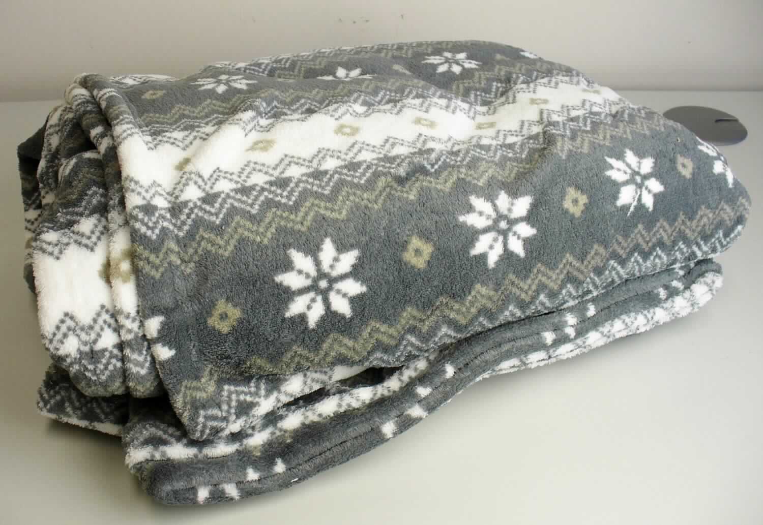 Decke, sog. Kuscheldecke "Schneestern", Foto siehe Anlage,
- rechteckig, laut Antrag in den Abmessungen: 200 cm x 220 cm,
- aus bedruckten Plüschgewirken aus laut Antrag 100 % Polyester (synthetische Chemiefasern),
- an allen Rändern durch Umschlagen und Festnähen gesäumt (somit konfektioniert),
- ohne elektrische Heizvorrichtung.

"Decke, aus Spinnstoffen, ohne elektrische Heizvorrichtung, aus synthetischen Chemiefasern, aus Gewirken"