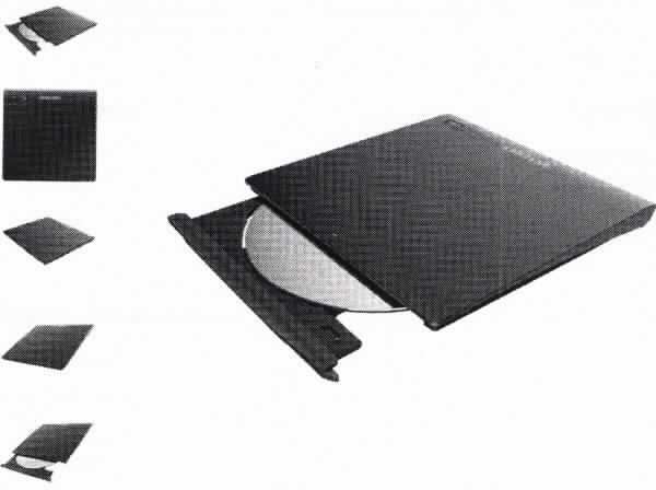 Externer DVD-Brenner, in Form einer Warenzusammenstellung aus Anleitung, Kabel und Brenner (charakterbestimmend im Hinblick auf die Verwendung). Das Erzeugnis besteht im Wesentlichen aus Laserabtast- und -schreibsystem in einem 14 x 148 x 146 mm großen Gehäuse mit  USB-Schnittstelle. Nach dem Anschluss an die digitale Verarbeitungseinheit einer automatischen Datenverarbeitungsmaschine kann das Gerät Daten aufzeichnen und wiedergeben. Es ist unmittelbar an die Zentraleinheit einer automatischen Datenverarbeitungsmaschine anschließbar und in der Lage, Daten in einer vom System verwendbaren Form zu empfangen und zu liefern.
Die Bestandteile der Zusammenstellung sind gemeinsam für den Einzelverkauf aufgemacht.

Die Ware wird als "optische Plattenspeichereinheit" eingereiht.

Anlage: 1 Abbildung