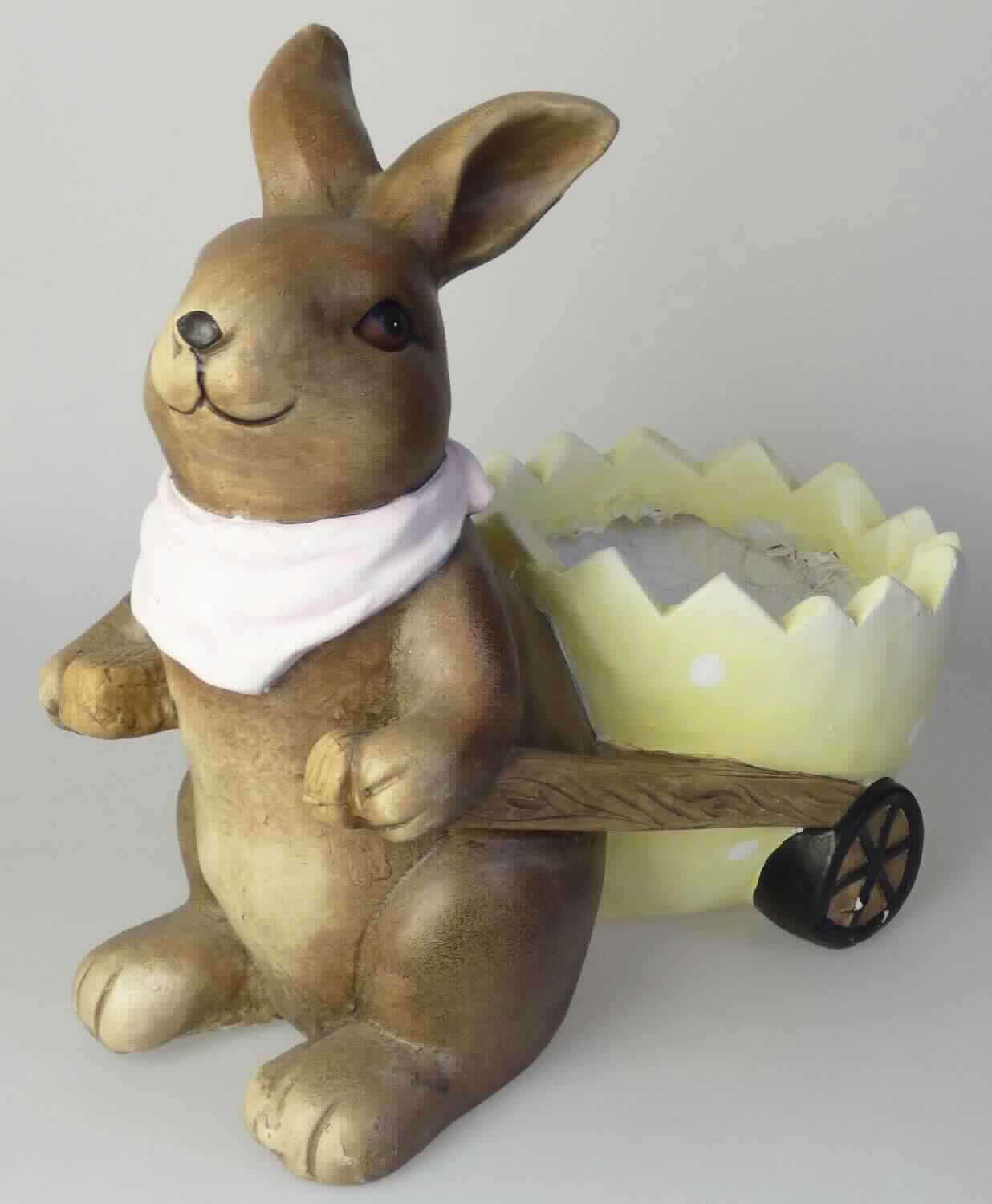 Angaben:
Hase mit Handwagen in Eiform; Material: 80 % Magnesia, 20 % Polyresin.

Warenbeschaffenheit:
Pflanztopf in Form eines Hasen mit Handwagen in Eiform. 
Die Ware enthält augenscheinlich Fasern.

Befund:
Waren aus Asbestzement, Cellulosezement oder dergleichen, keinen Asbest enthaltend
