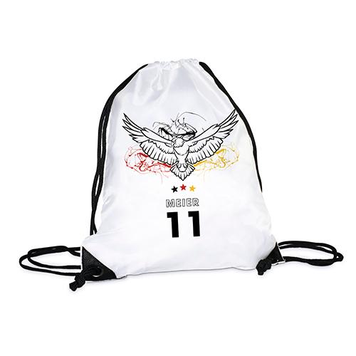 Rucksack, sog. Sublistar® Sportbeutel, Artikel-Nr. BAGN-GYM, Fotos siehe Anlage,
- nach den Antragsangaben:
- - vollständig aus Spinnstoffen (Gewebe aus Polyester) gefertigt,
- - am oberen Ende mit einer Zugkordel zu verengen,
- - die Zugkordel wird an beiden Seiten bis zu den unteren Ecken durch Ösen aus unedlem Metall geführt,
- - mittels der Zugkordel in der Art eines Rucksacks zu tragen,
- - mit den Abmessungen (flachliegend): ca. 35 cm (Breite) x 44 cm (Höhe),
- stellt sich aufgrund der Trageweise als Rucksack der Position 4202 dar,
- ohne Hinweise auf Handarbeit.

"Rucksack, mit Außenseite aus Spinnstoffen, nicht handgearbeitet"