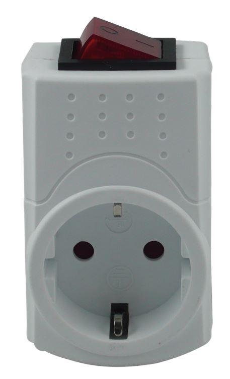 Steckdosenadapter mit Schalter 2-polig, weiß (Artikel-Nr.: 0512085777),

in Form einer kombinierten Maschine, im Wesentlichen bestehend aus einer Schuko®- Steckdose auf der einen, einem fest angebrachten Schuko® - Stecker auf der anderen Seite und einem beleuchteten Ein- und Ausschalter (Kippschalter) an der Oberseite.
Der Adapter ist für 230 Volt/16 A/ 3500 W ausgelegt und mit einem erhöhten Berührungsschutz ausgestattet.

Der elektrische Schalter übt im Hinblick auf die Verwendung die kennzeichnende Haupttätigkeit der kombinierten Maschine aus.

Die Ware ist als "elektrisches Gerät zum Schließen und Unterbrechen von elektrischen Stromkreisen, für eine Spannung von weniger als 1000 V, aber mehr als 60 V, andere als in den Unterpositionen (KN)  8536 5003 bis 8536 5007 genannt" einzureihen. 

Anlage: 1 Abbildung