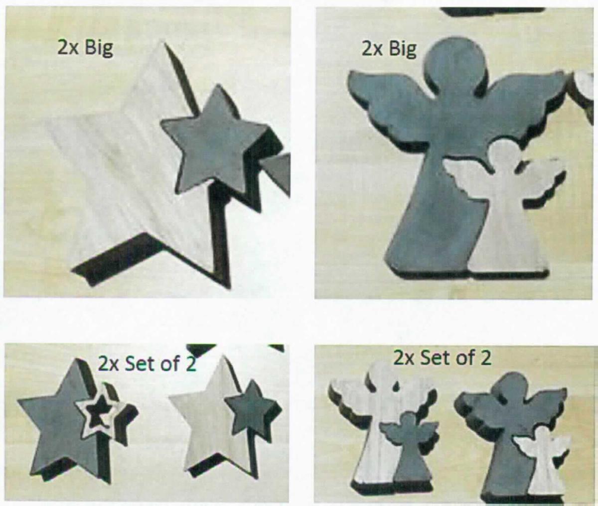 Angaben:
Betonaufsteller mit Holz; 2er Set kleine Engel aus Beton und Holz; Abmessungen ca. 12 x 2,6 x 12,5 cm; großer Engel aus Beton mit kleinem Engel aus Holz als Inlay und großer Engel aus Holz mit kleinem Engel aus Beton als Inlay.

Befund:
Waren aus Zement, Beton oder Kunststein.

Set aus zwei zusammengesetzten Waren bei denen jeweils der große Engel im Hinblick auf den Umfang und die Bedeutung für die Verwendung als charakterbestimmen angesehen werden (Engel aus Holz (Pos. 4420) und Engel aus Beton (Pos. 6810)). Da die beiden zusammengesetzten Waren von gleicher Bedeutung sind, kann kein charakterbestimmender Bestandteil nach AV 3b) ermittelt werden und das 2er Set wird unter Anwendung der AV 3c) in die Position 6810 eingereiht.