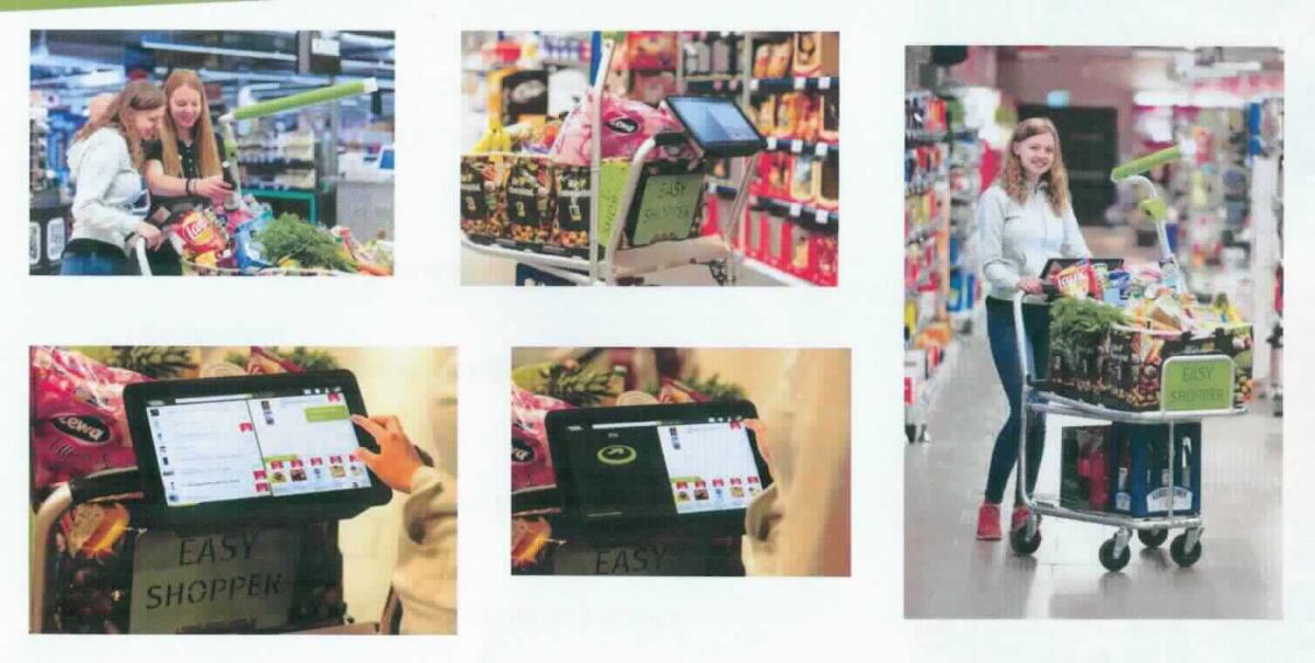 Einkaufswagen, sog. Einkaufswagen mit integriertem Touch-PC, Foto siehe Anlage,
- aus verschiedenen Bestandteilen zusammengesetzte Ware im Wesentlichen bestehend aus:
- - einem nicht selbstfahrenden Fahrzeug (Einkaufswagen),
- - - aus einem Metallgestell mit Griff und einer auf der linken Seite über den Kopf herausragenden, nach vorne 
       gebogenen Stange,
- - - mit einer unteren Plattform zum Einstellen z.B. von Getränkekisten,
- - - mit einer mittleren, nach vorne durch eine Platte begrenzte Plattform zum Abstellen von Einkaufstaschen, 
- - - mit einer oberen, kurzen, nach vorne durch eine Platte und nach hinten durch zwei Gitterstäbe begrenzte 
      Plattform zur Verwendung z. B. als Kindersitz,
- - - mit vier rundum beweglichen Laufrädern,
- - einem an der Griffstange angebrachten Bildschirm, sog. Touch-PC zum Anzeigen der gewünschten und 
    gekauften Artikel und des Navigationspfeils zum Auffinden der gewünschten Ware,
- - einem an der gebogenen Stange angebrachten Barcodescanner zur Erfassung des Warenpreises (alternativ: 
    Objekterkennung mittels Kamera plus Wiegekontrolle z. B. für Obst),
- - einer Recheneinheit u. a. zur (Gesamt-)Preisberechnung,
- alle Bestandteile dienen dem Einkauf von Waren; jedoch verleiht der Einkaufswagen in Bezug auf die Verwendung 
  (als Fahrzeug zum (Ein-)Sammeln und Transport des Einkaufsgutes) und nach dem Wert der zusammengesetzten 
  Ware den wesentlichen Charakter.

"Nicht selbstfahrendes Fahrzeug (Einkaufswagen)"