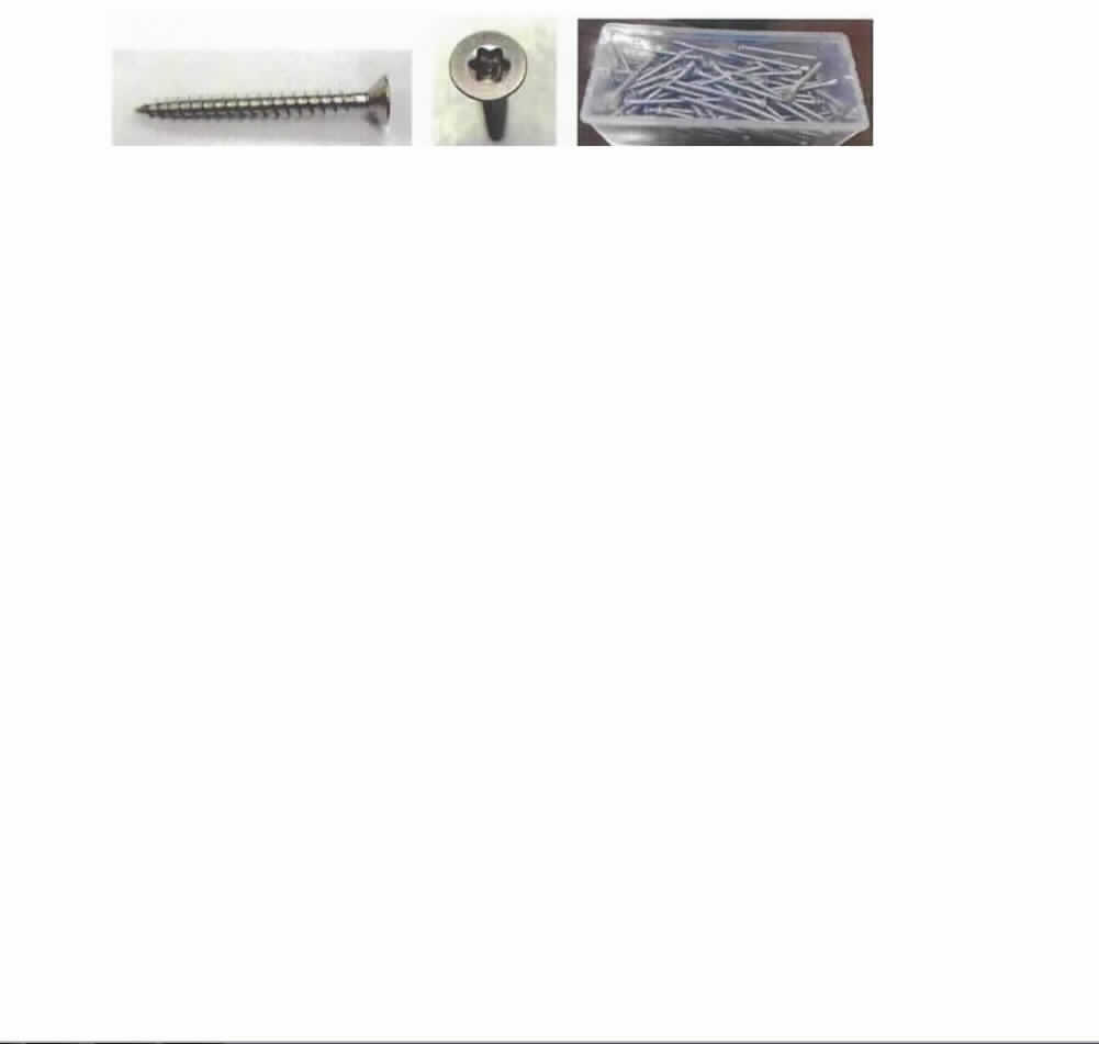 Es handelt sich um aus nicht rostendem Stahl gefertigte Schrauben mit Senkkopf mit Innensechsrund (sog. Torx, geschützte Marke) und mit einem bis zum Kopf reichenden Gewinde, das sich beim Eindrehen das Gegengewinde selbst formt. Das Gewindeende ist zu einer Spitze ausgeformt.
Die Erzeugnisse sind zu jeweils 175 Stück in einer transparenten Kunststoffbox mit Papieretikett verpackt.
Länge: ca. 39,5 mm; Gewindedurchmesser: ca. 3,9 mm.
- Antragstellerangaben -

Abbildung siehe Anlage.

Derartige Erzeugnisse gehören als "andere gewindeformende Schrauben aus nicht rostendem Stahl" zum TARIC-Code 7318 1410 90.
