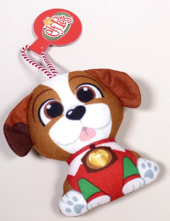Bei der durch ein Warenmuster veranschaulichten und als "Mc Donald´s - The Elf on the Shelf - 2022", Motiv: Pet Saint Bernard" bezeichneten Ware handelt es sich um ein Spielzeugtier
- einen stilisierten, sitzenden Hund darstellend,
- mit einer Größe von ca. 8,5 cm,
- aus Plüschgewirken gefertigt und mit weichem Material gefüllt,
- mit einem aufgemalten Gesicht versehen,
- durch entsprechende farbliche Darstellung dem Anschein nach mit einem
  Oberteil sowie einem Halsband bekleidet,
- am oberen Ende mit einer Aufhängeschlaufe aus Spinnstoff versehen, 
- dient der spielerischen Unterhaltung von Kindern,
- in einer Pappschachtel verpackt. 

Derartige Erzeugnisse werden zolltarifrechtlich als "Spielzeug, ein Tier darstellend, gefüllt" eingereiht.