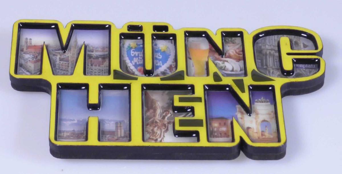 Magnet Buchstaben München Souvenir, Art-Nr. 731731 (Abbildung siehe Anlage),
- zusammengesetzt aus einem Dauermagneten aus agglomeriertem Ferrit und  
  einem Dekorationsgegenstand aus MDF und Kunststoff in Form eines Schriftzugs,
- zur Befestigung von Notizzetteln auf Metallunterlagen sowie zur Verwendung als
  Dekorationsgegenstand bestimmt.
Ein charakterverleihender Bestandteil ist nicht eindeutig feststellbar.

"Dauermagnet (zusammengesetzte Ware aus Dauermagnet und Dekorations-
 gegenstand - ohne charakterbestimmendem Bestandteil -), aus agglomeriertem Ferrit"