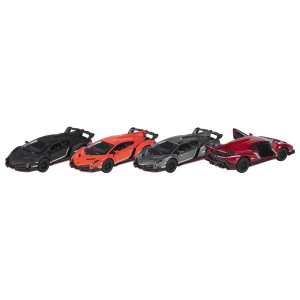 Nach Antragsangaben und Warenmuster handelt es sich um ein Modell mit eingebautem Motor, sog. "Artikel 12318 - Lamborghini Veneno, 4fach, 12er Disp",
- Modell eines Personenkraftfahrzeuges in Form eines Lamborghini Veneno,
- in den Abmessungen von ca. 12,5 x 5 x 3,5 cm,
- mit einer Karosserie aus lackiertem Metall,
- mit Unterboden, Innenraum und Scheiben aus Kunststoff sowie beweglichen
  Rädern aus Kunststoff/Kautschuk,
- mit zwei zu öffnenden Seitentüren,
- mit einem Rückzugmotor ausgestattet,
- dient der spielerischen Unterhaltung von Kindern,
- in einem 12er Display verpackt.

Auf Grund des äußeren Erscheinungsbildes und des Umfangs bestimmt das Metall den Charakter der aus verschiedenen Stoffen bestehenden Ware.

Die Ware ist zolltarifrechtlich als "anderes Modell als von den Unterpositionen (KN) 9503 0010 bis 9503 0070 erfasst, mit eingebautem Motor, nicht aus Kunststoff" einzureihen.