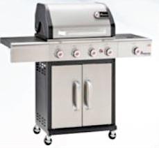 Es handelt sich um hauptsächlich aus unedlen Metallen (Stahl, Gusseisen und Aluminium) gefertigte Grillgeräte mit fünf gasbetriebenen Brennern, einem mehrteiligen Grillrost, einem Bedienfeld, zwei seitlich angesetzten Elementen, einem aufklappbaren Deckel mit Thermometer und einem geschlossenen Untergestell mit zwei Türen und vier Laufrollen. Eines der seitlich angesetzten Elemente dient als Ablagefläche. In dem anderen seitlich angesetzten Element befindet sich einer der Brenner. Dieser ist als sogenannter Infrarot-Keramikbrenner (gasbetrieben) ausgeführt. An den Grillgeräten sind einzelne Bauteile (u. a. Bedienknöpfe, Schlauch, Deckelpuffer, Keramikstein) aus nicht metallischen Materialien vorhanden. Stahl und Eisen herrschen gegenüber Aluminium gewichtsmäßig vor.
Die Erzeugnisse dienen zum Grillen von Speisen im Haushalt (Garten) oder beim Camping.
 - Antragstellerangaben -

Die unedlen Metalle bestimmen insbesondere aufgrund des Umfangs und der Bedeutung für die Verwendung den Charakter der aus verschiedenen Stoffen zusammengesetzten Waren. 

Abbildung siehe Anlage.

Derartige Erzeugnisse gehören als "andere Grillgeräte (Grillvorrichtungen) aus Eisen oder Stahl, für Feuerung mit gasförmigen Brennstoffen" zur Codenummer 7321 1190 00 0 des Zolltarifs.