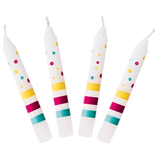 Angaben:
10 bunte Geburtstagskerzen; Höhe: 10 cm; Durchmesser: 13 mm; in Aufmachung für den Einzelverkauf.

Befund:
Kerzen (Lichte) aller Art und dergleichen.