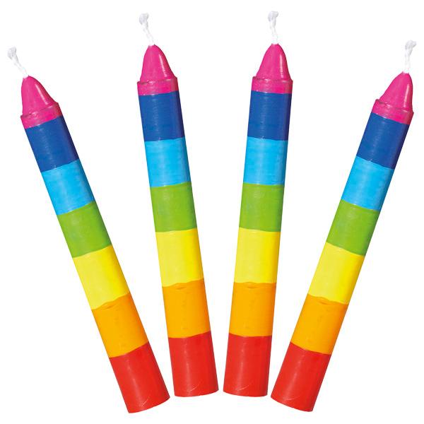 Angaben:
10 bunte Geburtstagskerzen; Höhe: 10 cm; Durchmesser: 13 mm; in Aufmachung für den Einzelverkauf.

Befund:
Kerzen (Lichte) aller Art und dergleichen.