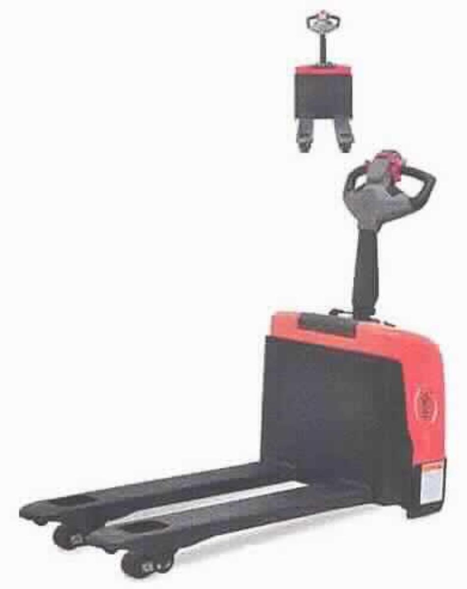 Gabelhubwagen, 
- mit von Hand zu betätigender Deichsel mit Bügelgriff und Absenkhebel, Hubpumpe,
  gabelförmiger Lastenauflage mit Gabelrollen, Rad sowie einem Elektroantrieb mit 
  Elektromagnetbremse (Abbildung siehe Anlage),
- mit einer maximalen Hubhöhe von 105 mm und einer Tragfähigkeit von 1500 kg,
- zum manuellen Anheben und Absenken sowie zum bei Bedarf motorunterstützten
  manuellen Transportieren von üblicherweise auf Paletten befindlichen Waren.

"Andere mit Hebevorrichtung ausgerüstete Karren zum Hantieren als von den TARIC-Codes 8427
 1010 00 bis 8427 2090 00 erfasst, kein manueller Palettenhubwagen - sog. Gabelhubwagen"