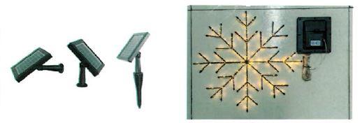 Es handelt sich um einen Garten Deko-Hänger aus unedlem Metall (charakterbestimmend) in Form einer stilisierten Schneeflocke, der mit einer Lichterkette mit insgesamt 200 LED´s umwickelt ist. Dem Erzeugnis liegt ein Solarmodul aus Kunststoff bei. Das Erzeugnis dient dem Ausschmücken von Gärten und dergleichen.
Angaben lt. Antragsteller

- Abbildung siehe Anlage - 

Derartige Erzeugnisse gehören als "andere Ziergegenstände aus unedlem Metall, weder versilbert, vergoldet oder platiniert" zum TARIC-Code 8306 2900 00.