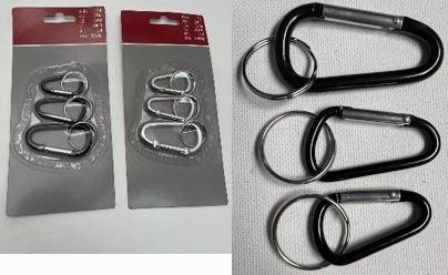 Bei den als „Karabinerhaken“ bezeichneten Erzeugnissen handelt es sich um drei je aus einem Karabinerhaken und einem Schlüsselring zusammengesetzten sog. Schlüsselanhängern. Die drei Karabinerhaken sind von unterschiedlicher Größe (Länge vom unteren Rücken bis zum Bogen ca. 38 mm bzw. ca. 45 mm bzw. 57 mm), bestehen aus Aluminium und sind im Druckgussverfahren hergestellt. Die drei Schlüsselringe haben alle einen äußeren Durchmesser von ca. 24 mm und bestehen aus Stahl. Die drei mit Schlüsselringen versehenen Karabinerhaken sind gemeinsam in einer Blisterverpackung mit bedrucktem Papprücken für den Einzelverkauf aufgemacht.
- Angaben laut Antragstellerin und anhand des vorliegenden Warenmusters -

Aluminium überwiegt gewichtsmäßig gegenüber dem Stahl.

Abbildung siehe Anlage.

Derartige Erzeugnisse gehören als "andere (als in den TARIC-Codes 7616 1000 10 bis 7616 9910 91 genannte) Waren aus Aluminium, gegossen" zum TARIC-Code 7616 9910 99.