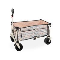 Transportwagen, sog. Bollerwagen, Foto siehe Anlage,
- laut Antrag:
- - mit einem zusammenklappbaren Rahmengestell aus Stahl,
- - in den Gesamtabmessungen (B x T x H): 99 cm x 55 cm x 57 cm,
- - mit einer Auskleidung aus Polyester mit PVC-Beschichtung,
- - mit Seitentaschen,
- - mit einer ausziehbaren (Teleskopstange) Handdeichsel mit Handgriff,
- - mit vier Rädern aus Kunststoff,
- - für eine Tragfähigkeit von 120 kg ausgelegt,
- wird mit der Hand gezogen.

"Anderes nicht selbstfahrendes Fahrzeug (Transportwagen)"